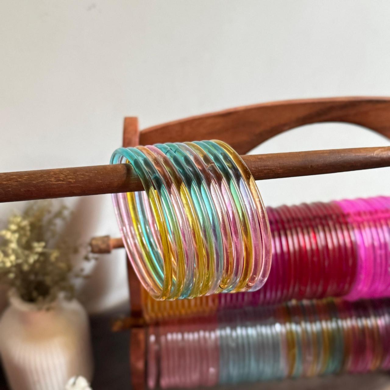 Jelly Plain Glass Bangles – Elegant Set of 12 Bangles |