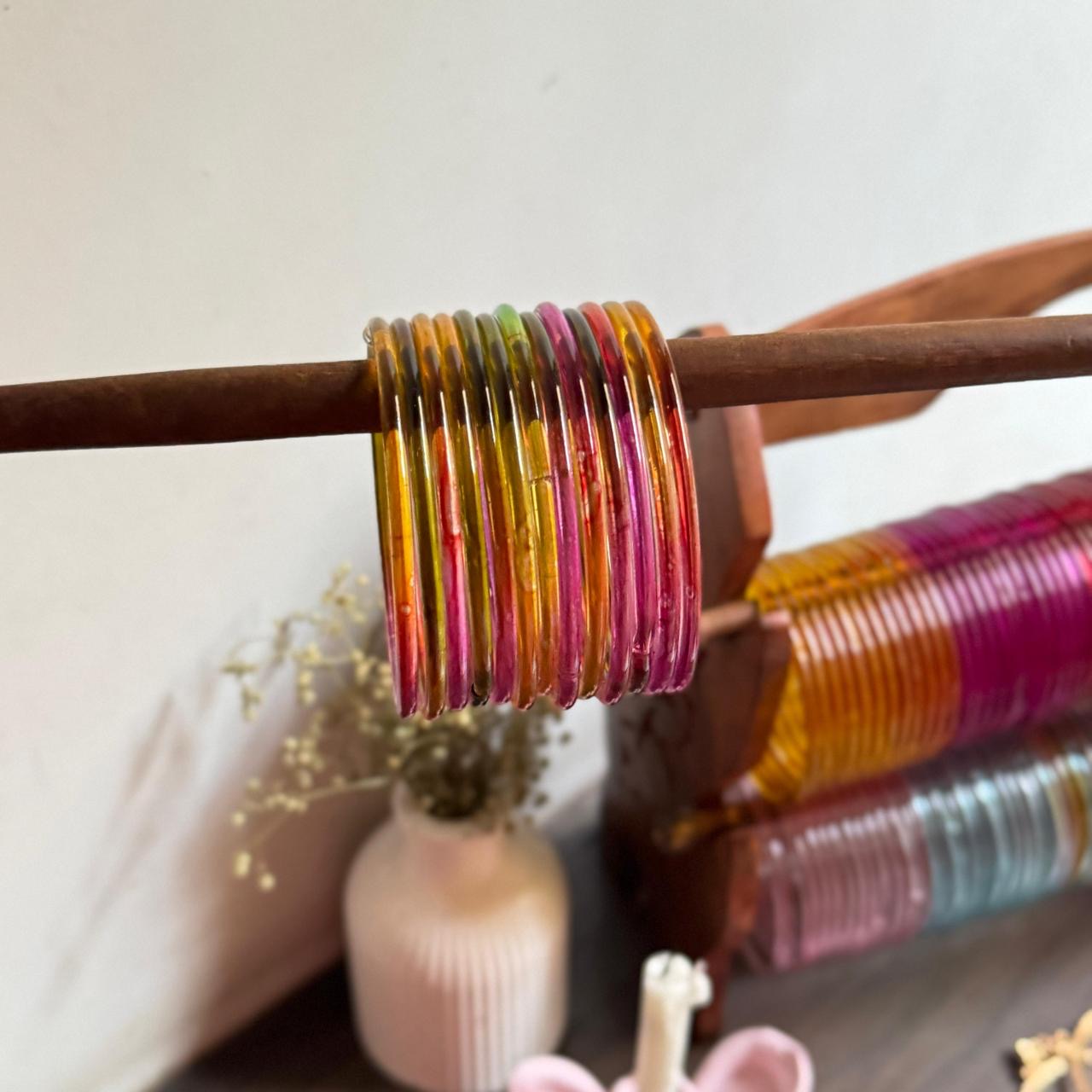 Jelly Plain Glass Bangles – Elegant Set of 12 Bangles |