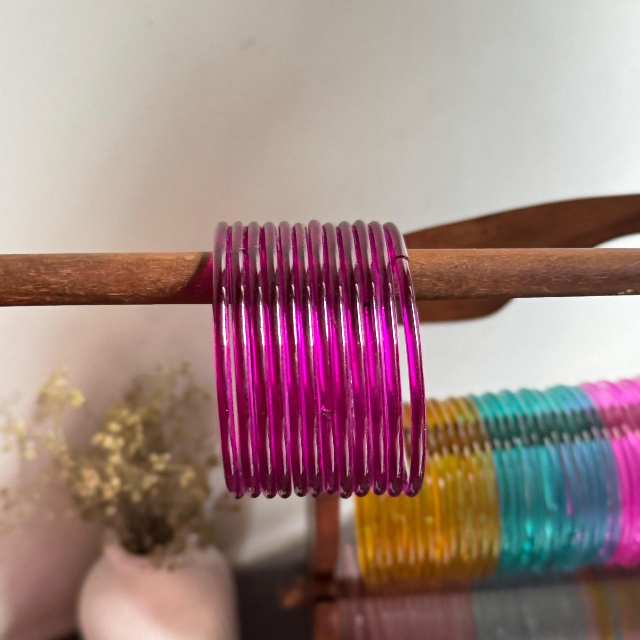 Jelly Plain Glass Bangles – Elegant Set of 12 Bangles |