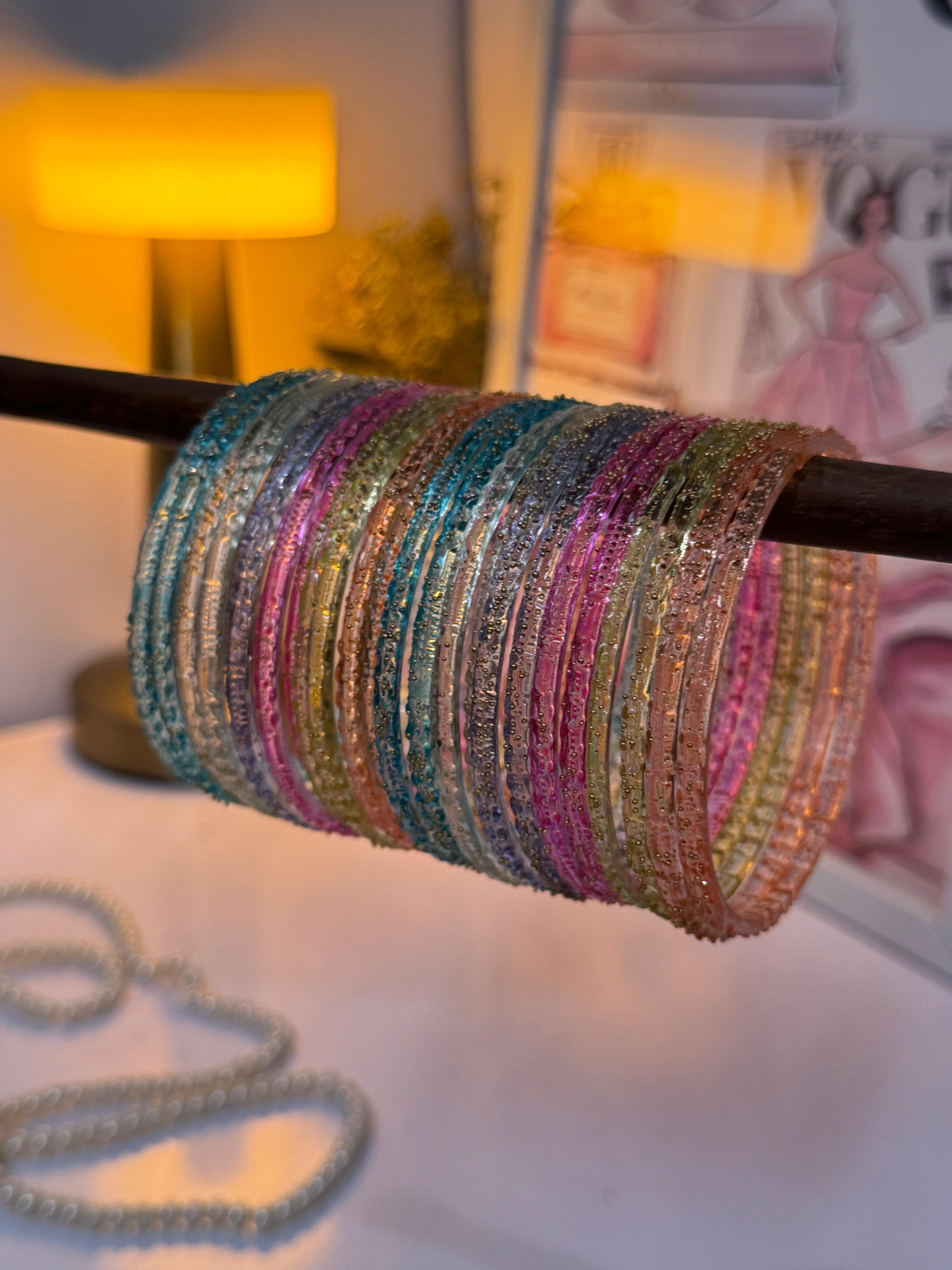 Kashmiri  Multi Color | Glass Bangles – Set of 12 - Delivery All Over Pakitasn