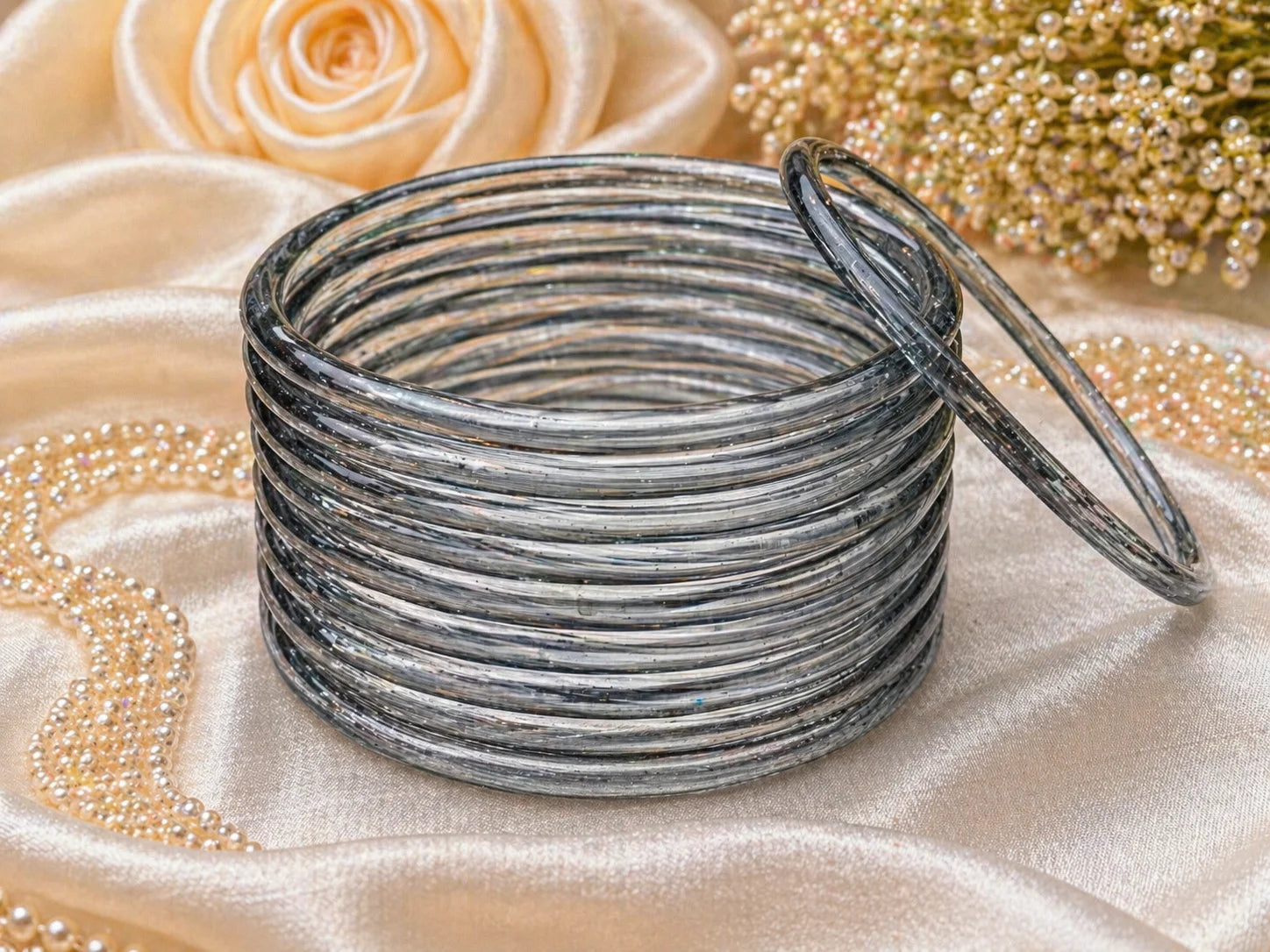 Jelly Glass Bangles Plain – 12 Bangles Set | All Colors Available | Lightweight Everyday Wear Bangles Set