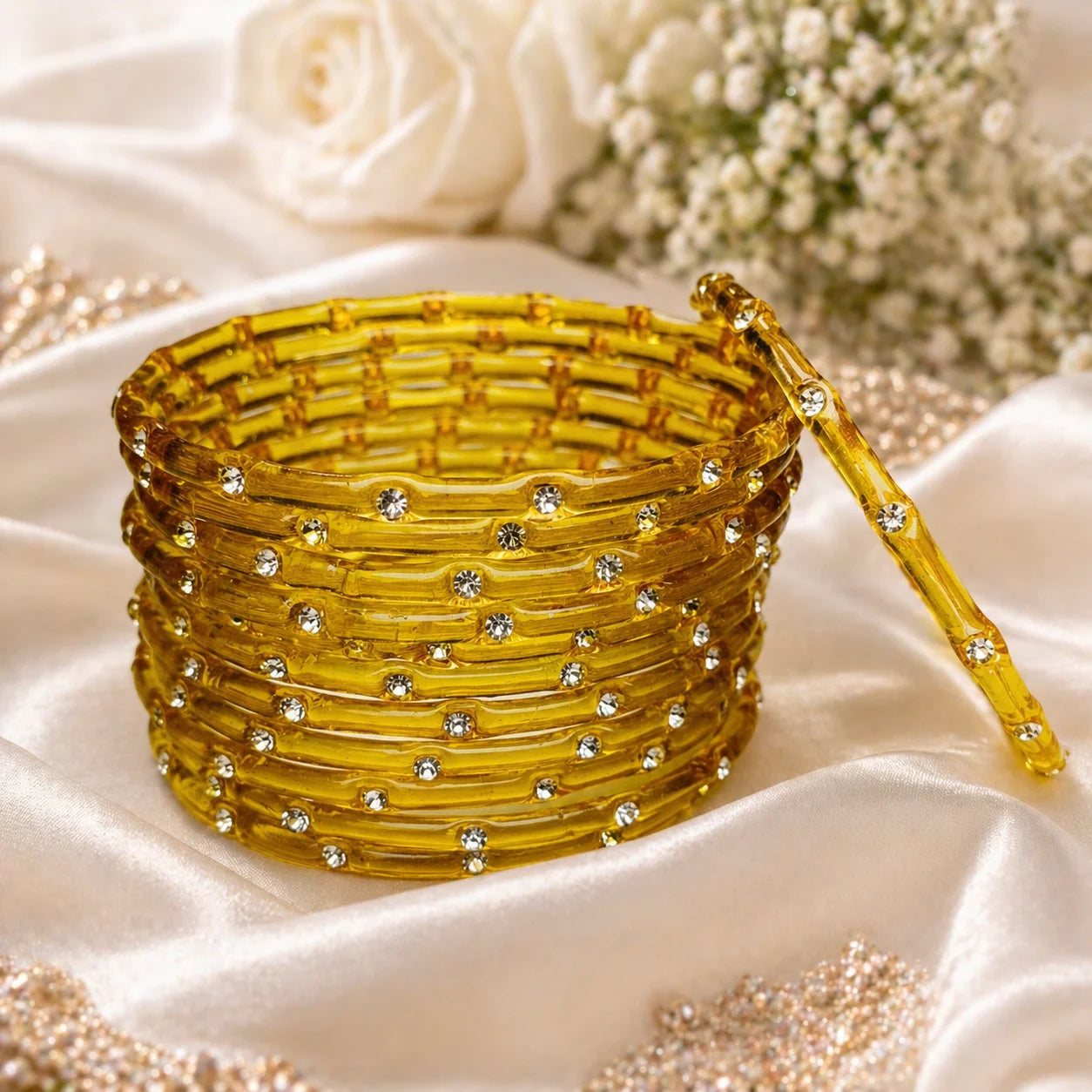 Stone Jalebi Glass Bangles – Stylish Jelly Bangles Set for Women | Fancy Bridal &amp; Party Wear | Multi Color Stone Bangles Pakistan