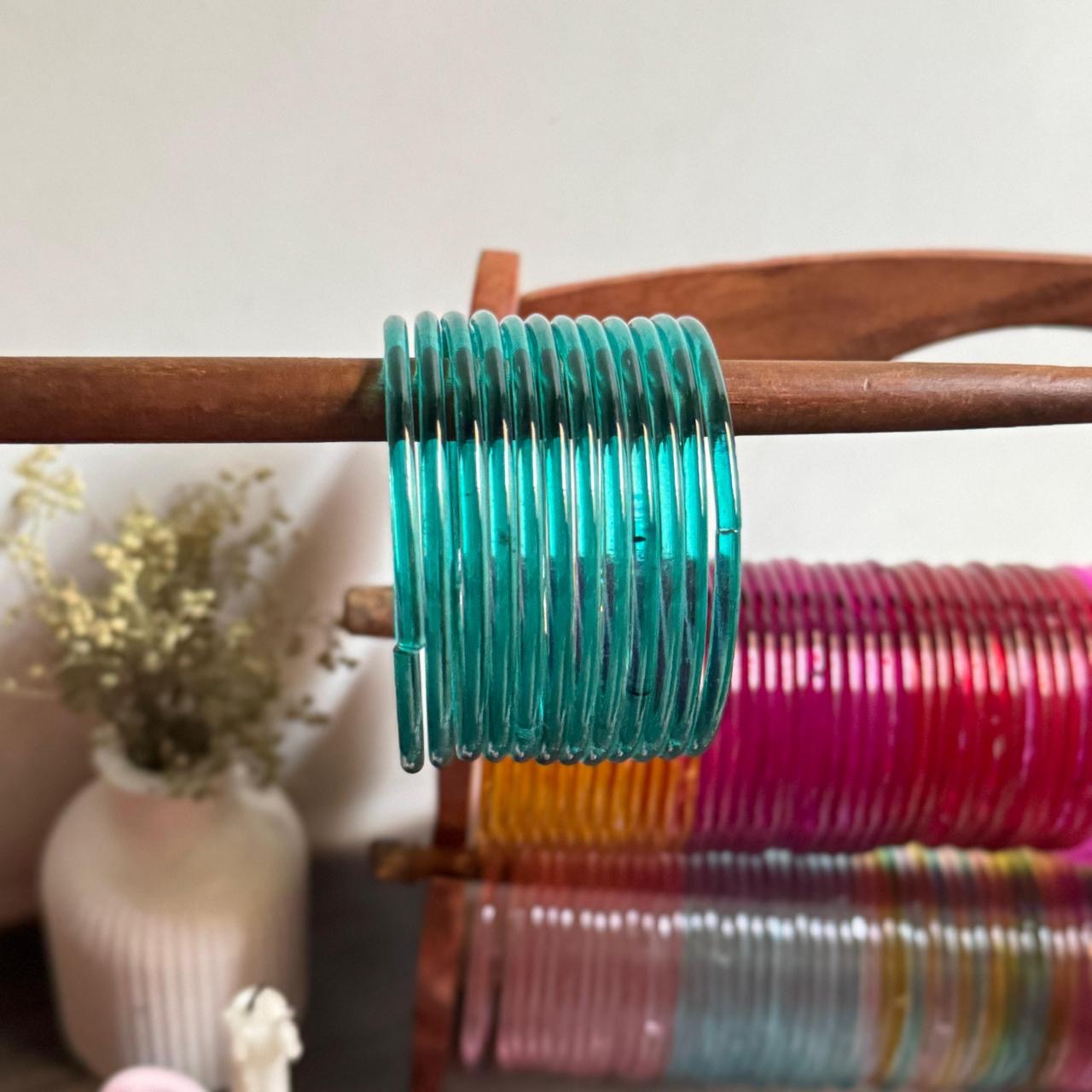 Jelly Plain Glass Bangles – Elegant Set of 12 Bangles |