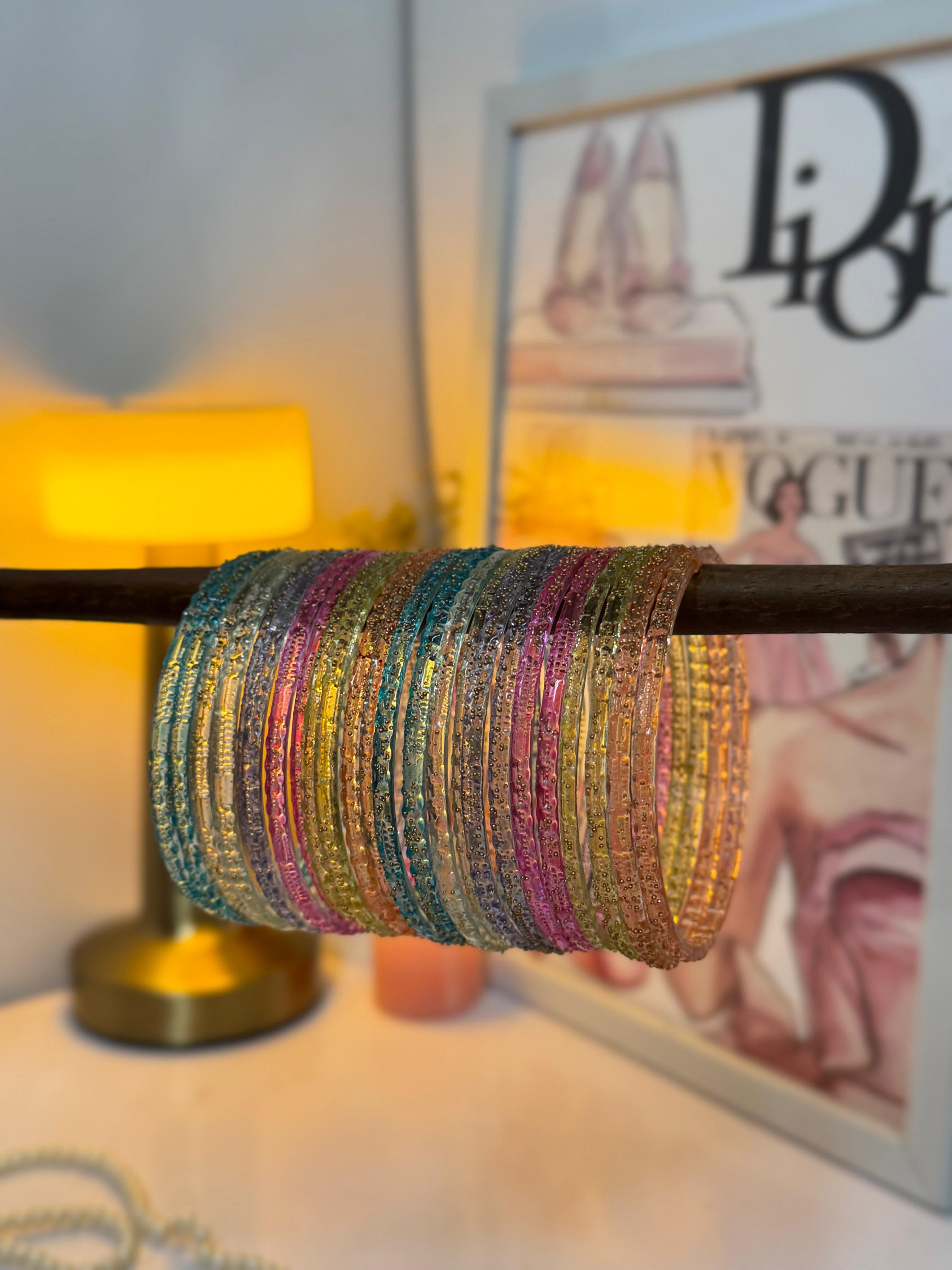 Kashmiri  Multi Color | Glass Bangles – Set of 12 - Delivery All Over Pakitasn