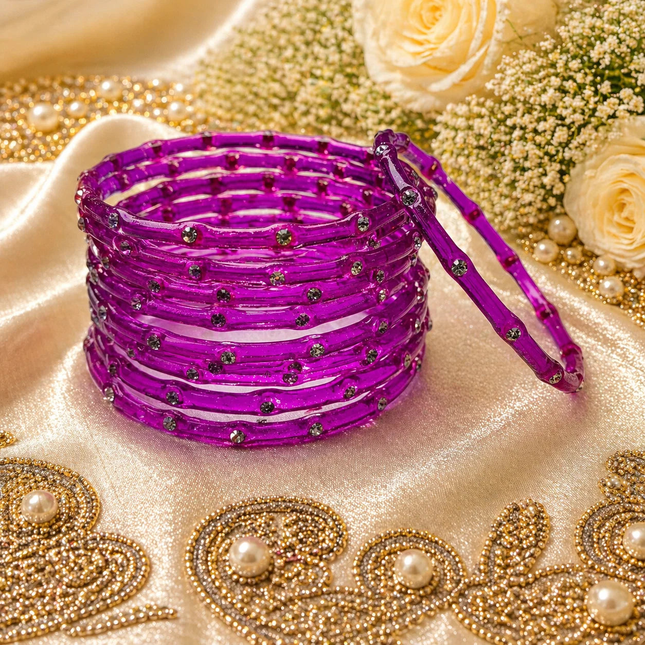 Stone Jalebi Glass Bangles – 12 Jelly Bangles Set for Women | Fancy Bridal &amp; Party Wear | Multi Color Stone Bangles Pakistan