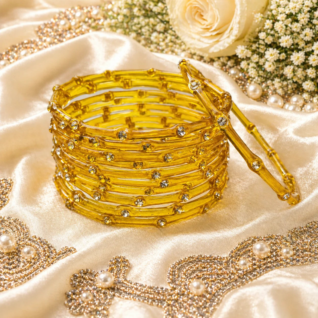 Stone Jalebi Glass Bangles – 12 Jelly Bangles Set for Women | Fancy Bridal &amp; Party Wear | Multi Color Stone Bangles Pakistan