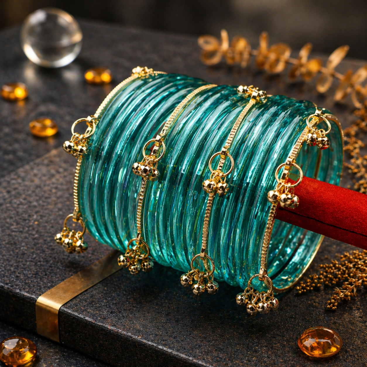 Jelly Bangles Glass Set for Women – 4 Karay Set in 12 Bangles or 18 Bangles  | Transparent Fancy Bangles