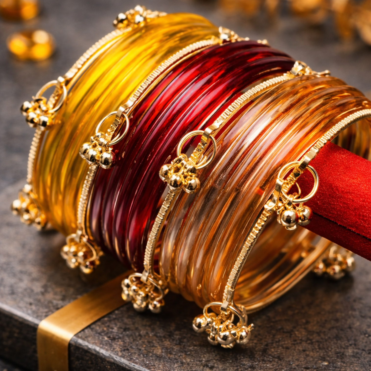 Goin Bangle Jelly Bangles Glass Set for Women – 4 Karay Set in 12 Bangles or 18 Ba ...
