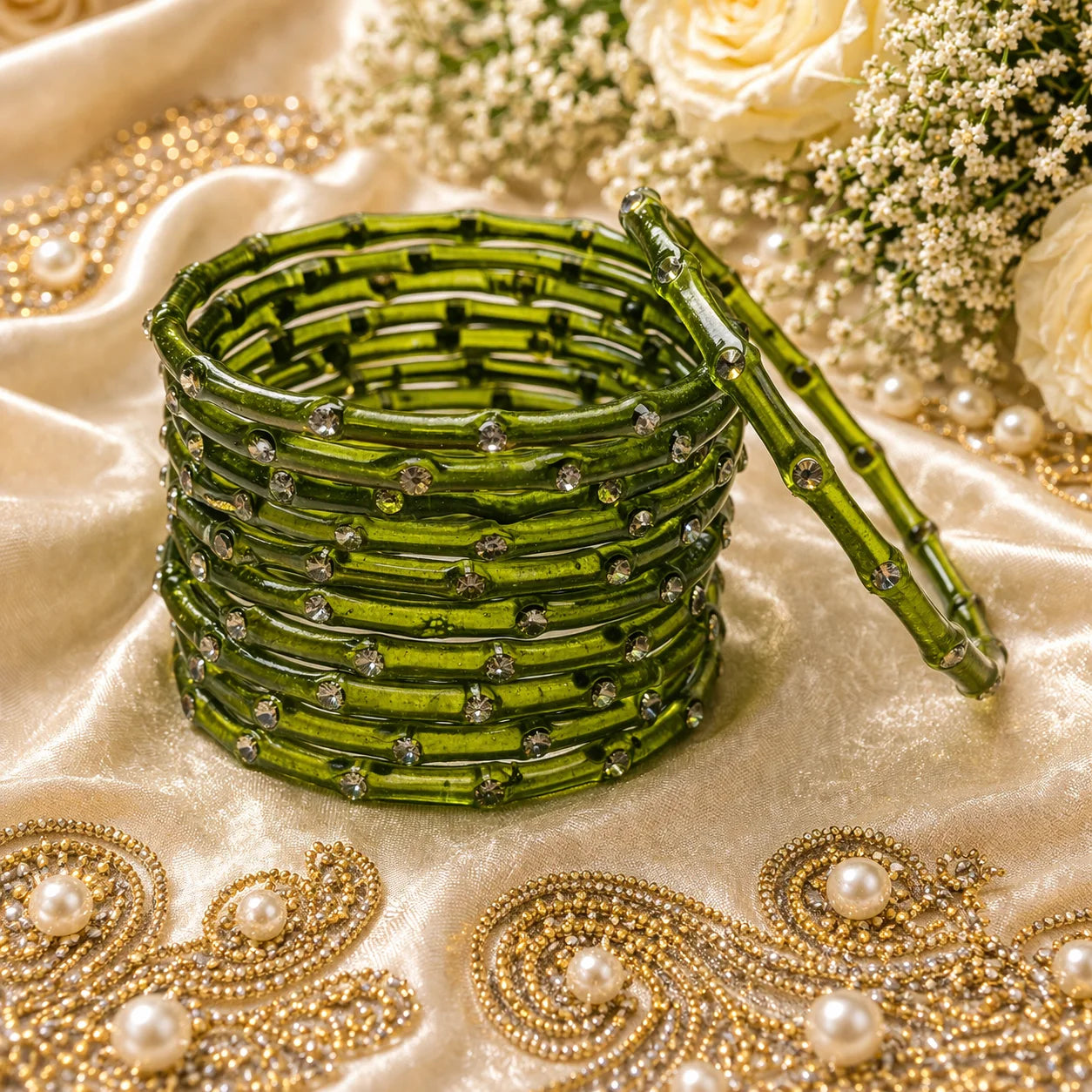 Stone Jalebi Glass Bangles – 12 Jelly Bangles Set for Women | Fancy Bridal &amp; Party Wear | Multi Color Stone Bangles Pakistan