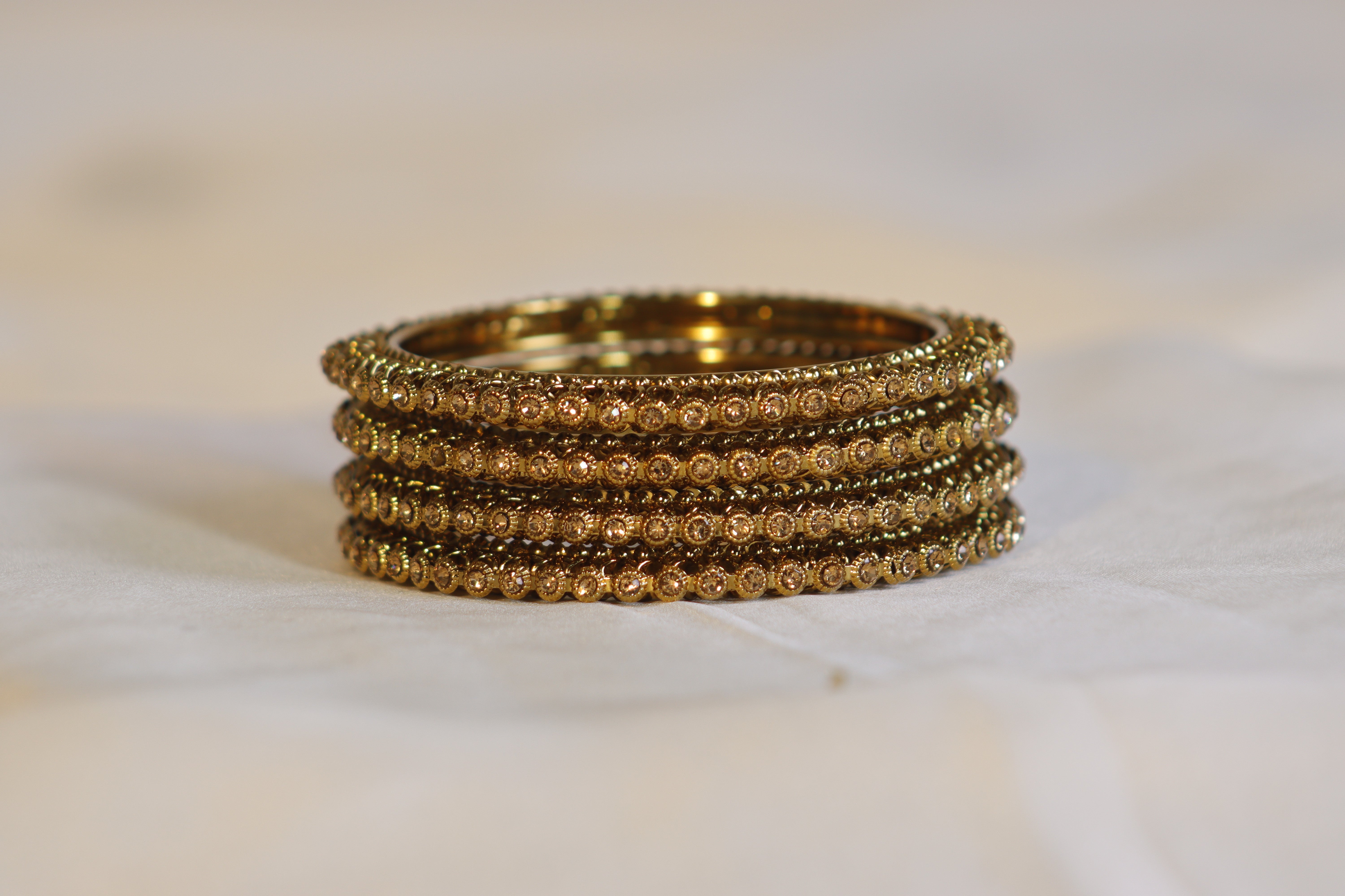 Golden Circle Pattern Kara Set of 4 with Golden Stones – Fancy & Stylish