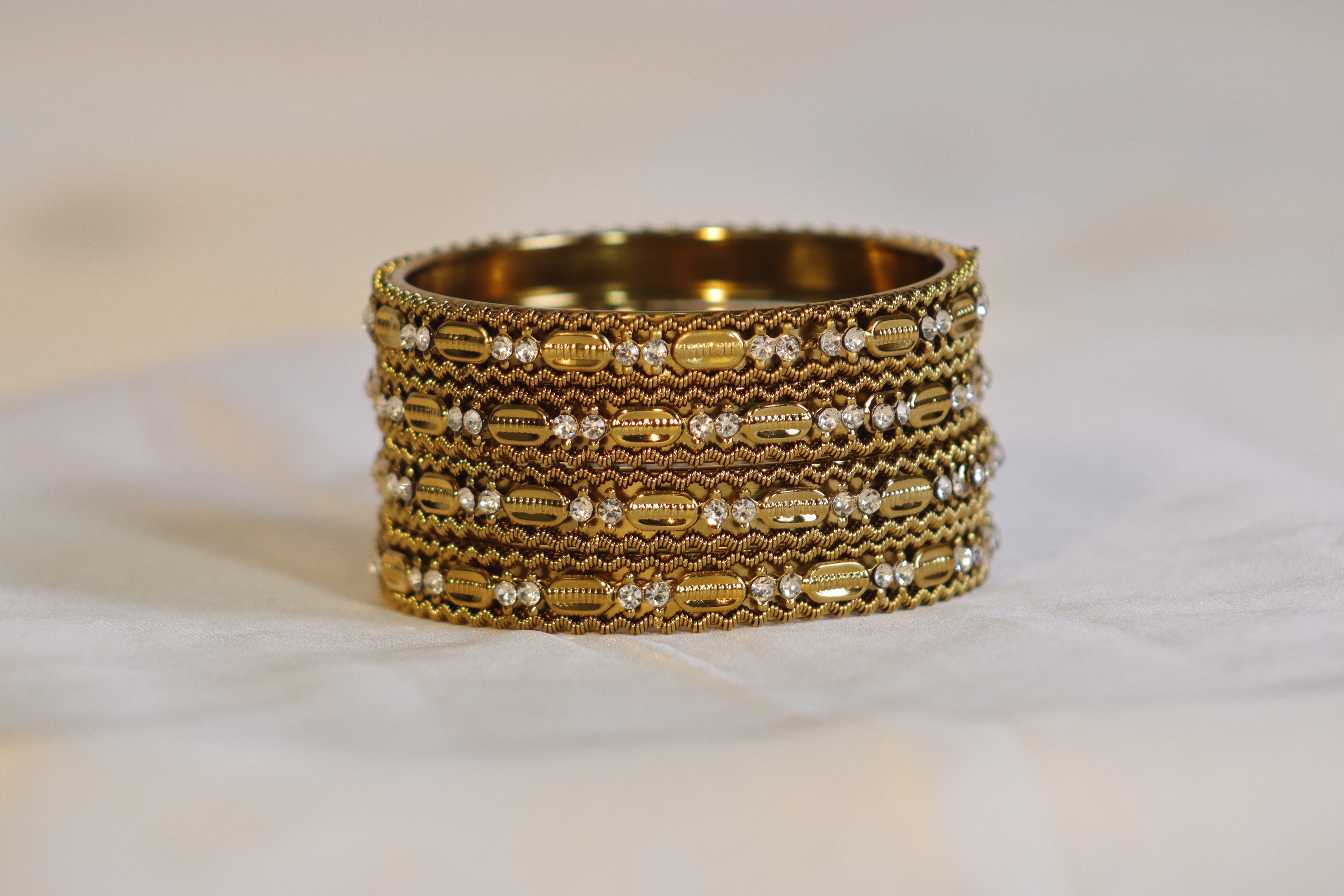 Elegance Traditional Kara Bangles – Golden (Set of 4)