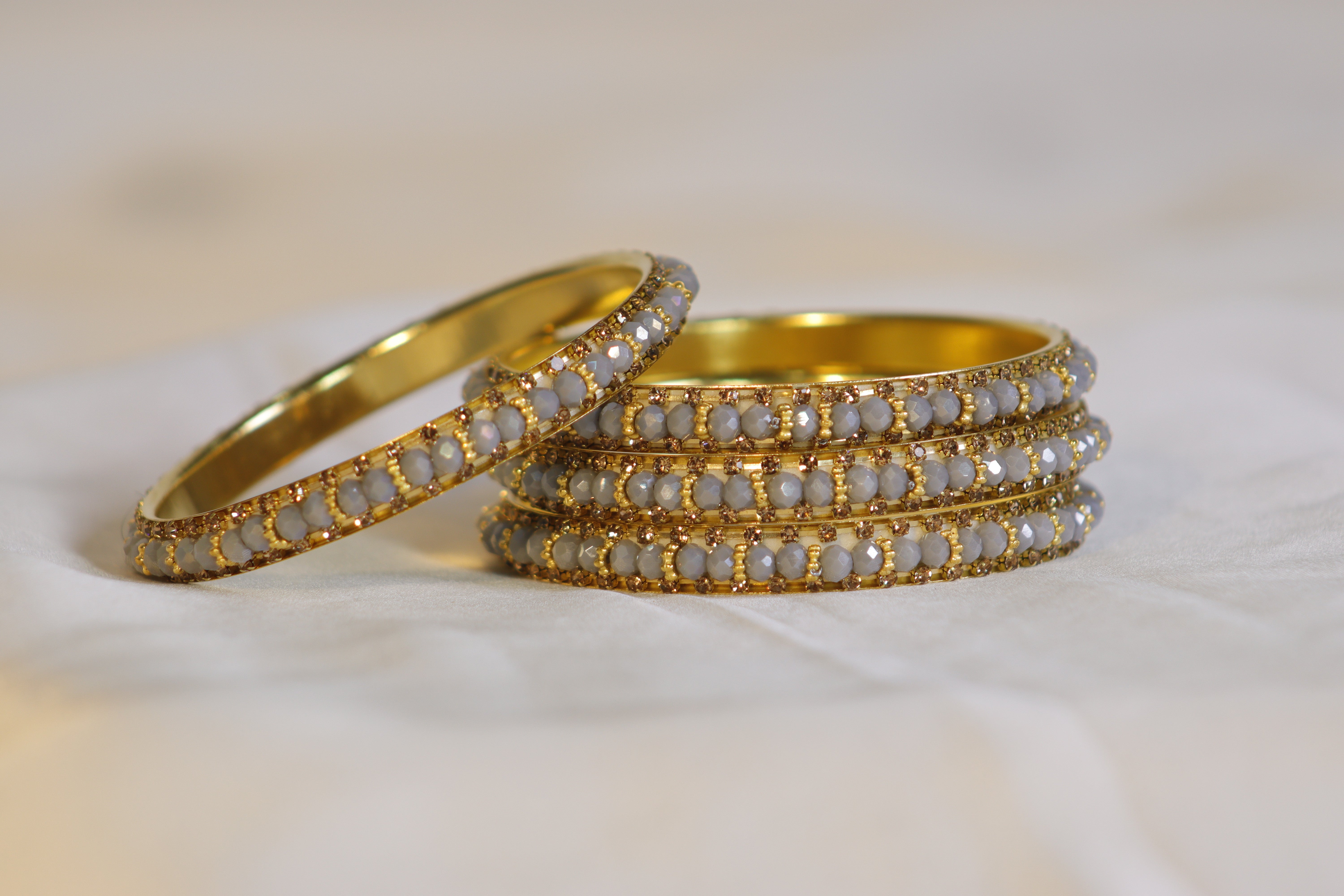 Kundan Kara Bangles – Set of 4 (Multiple Colours)
