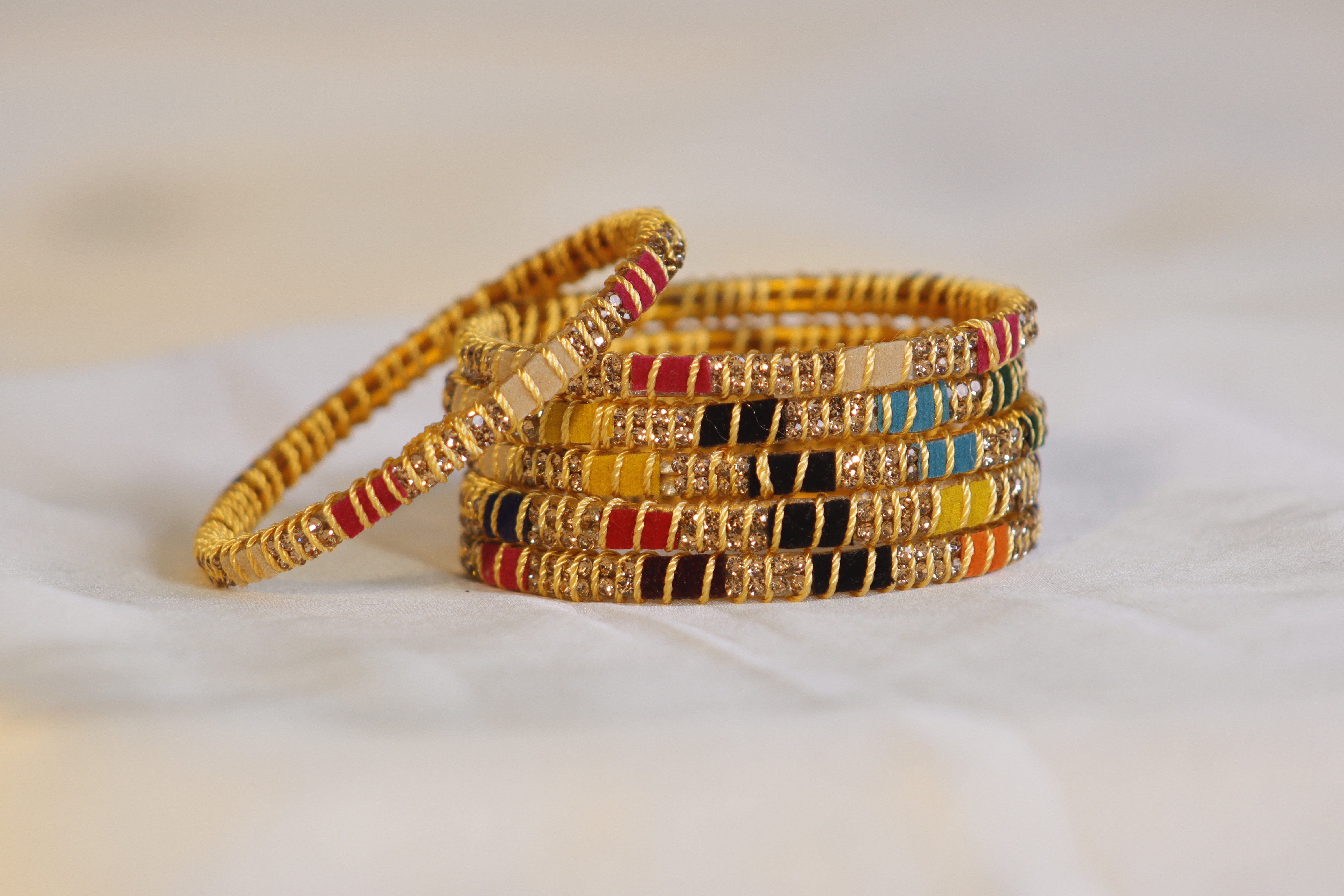 Thread Minakari Bangles – Set of 4 (Multi Colour Kara)