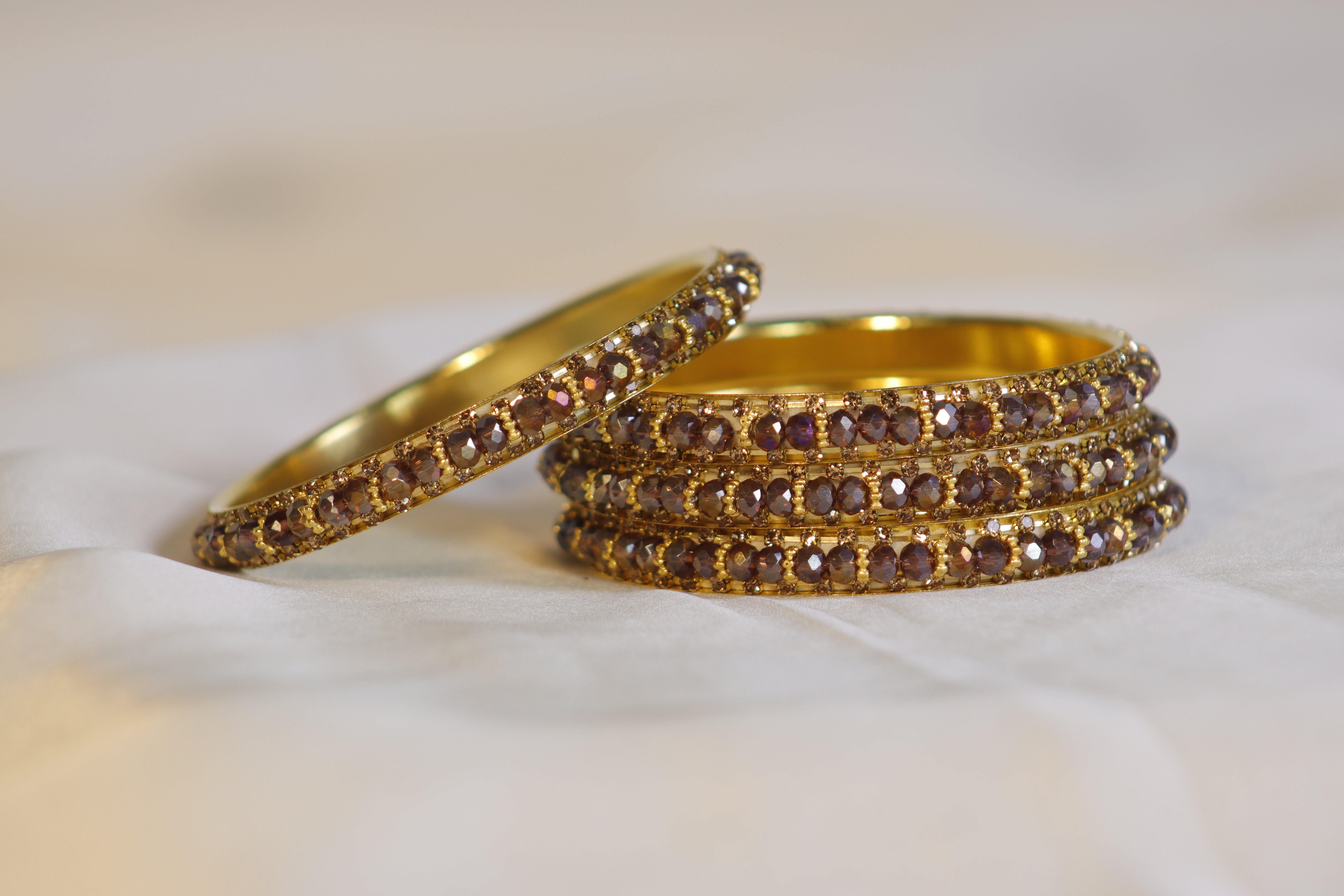 Kundan Kara Bangles – Set of 4 (Multiple Colours)