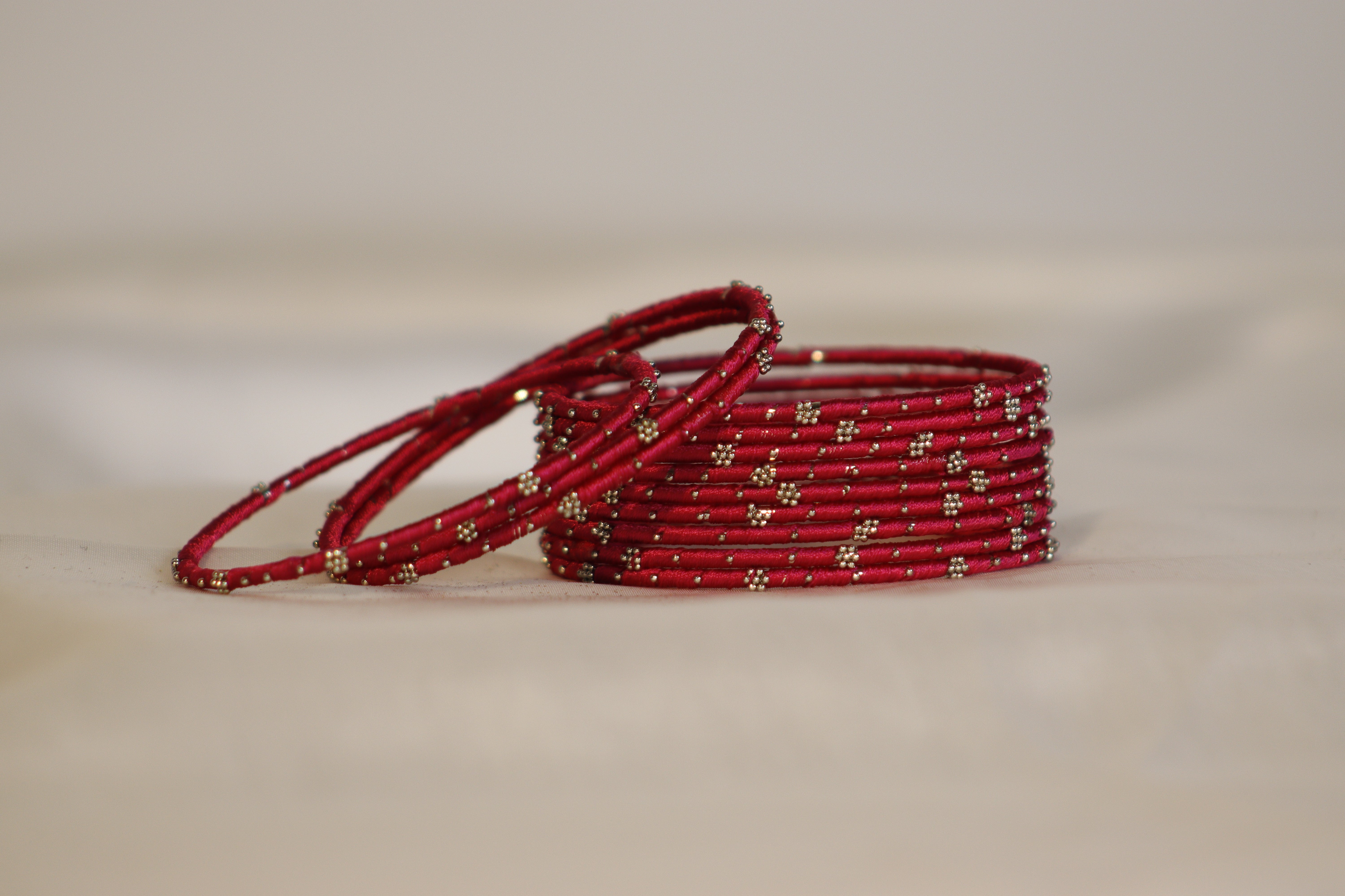 Premium Thread Metal Bangles with Dots & Phool Design – Stylish & Elegant | 1250/Dozen