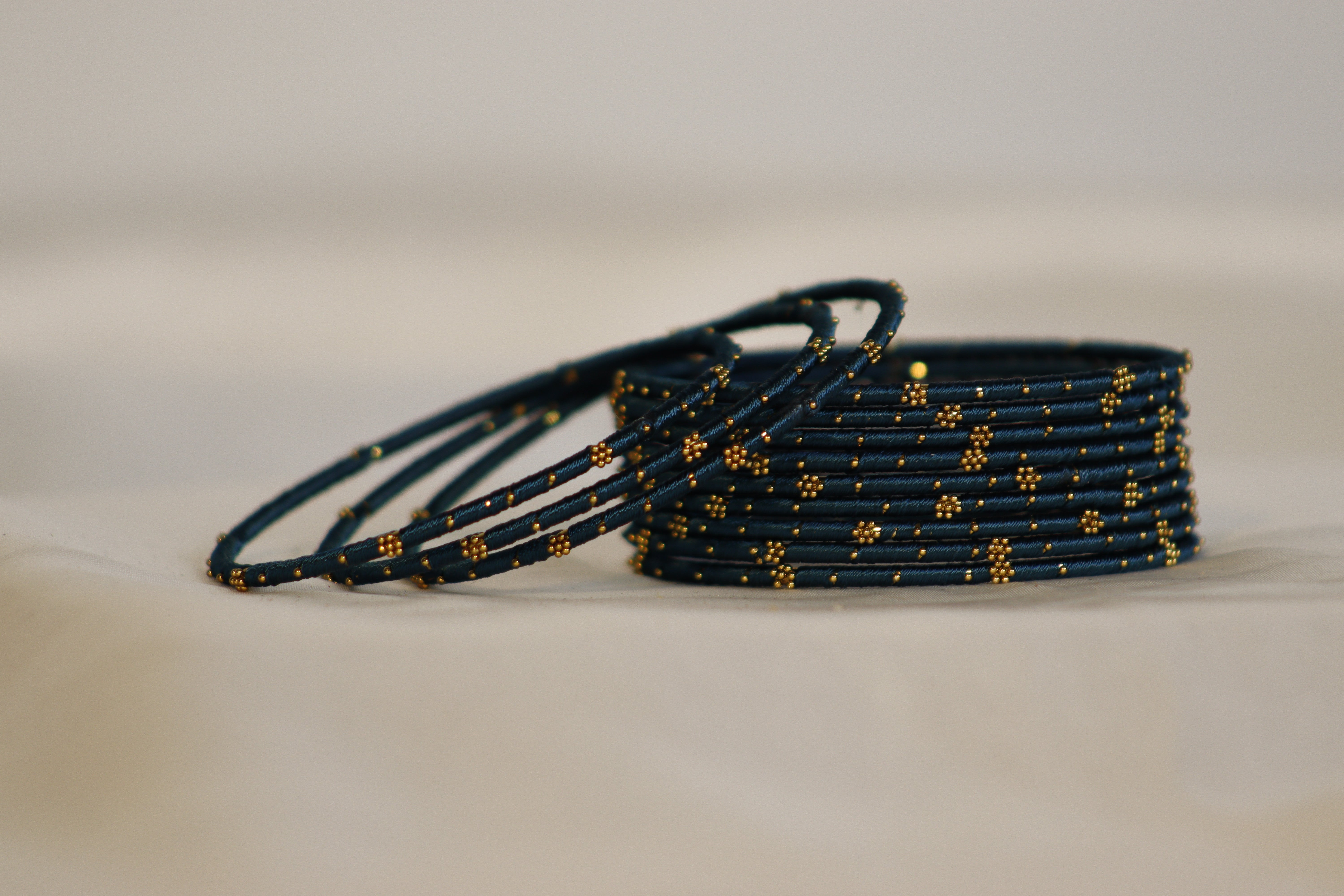 Premium Thread Metal Bangles with Dots & Phool Design – Stylish & Elegant | 1250/Dozen