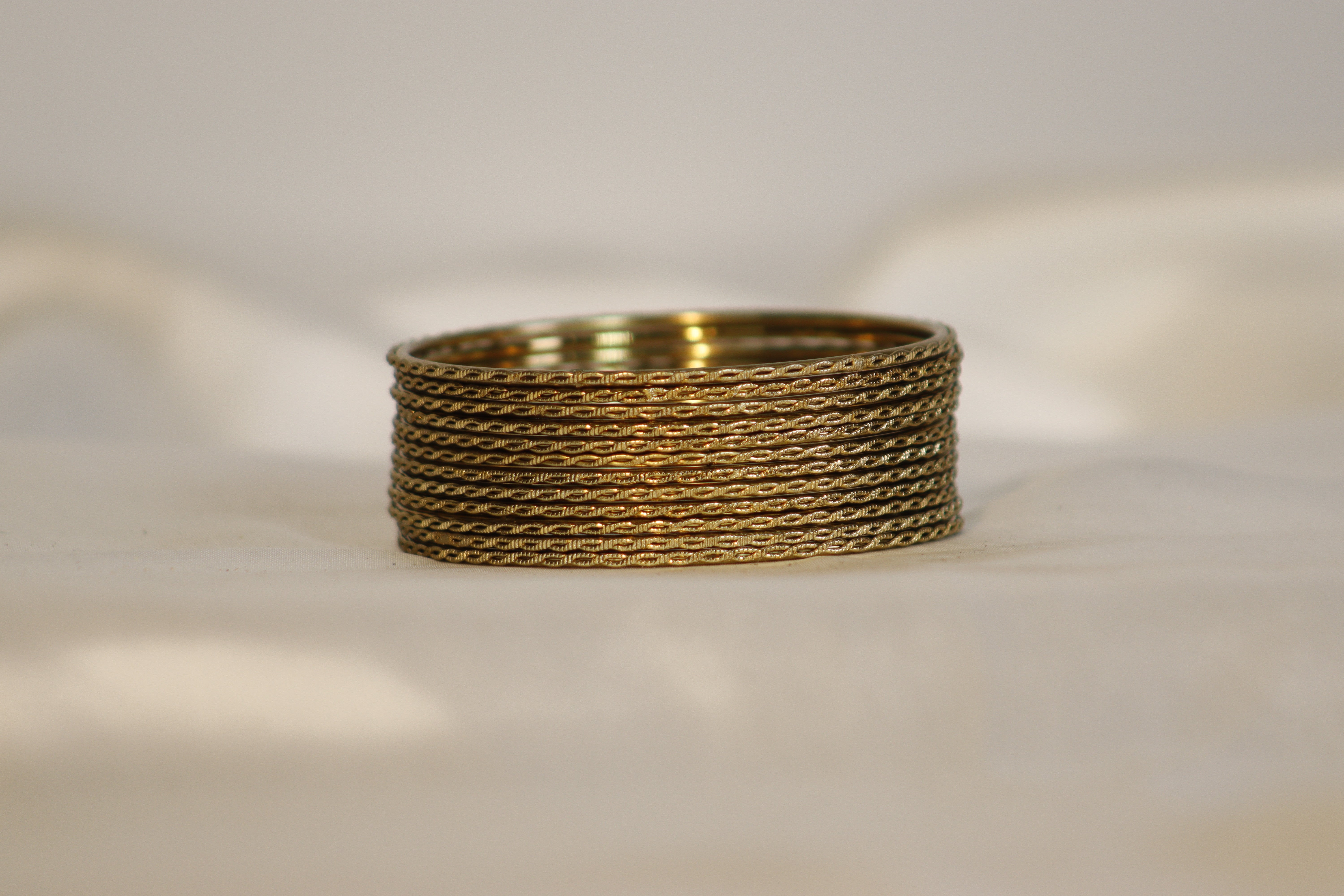 Simple Classic Curly Design Metal Bangles – Set of 12 | 1950/Dozen | Available in 2 Colours