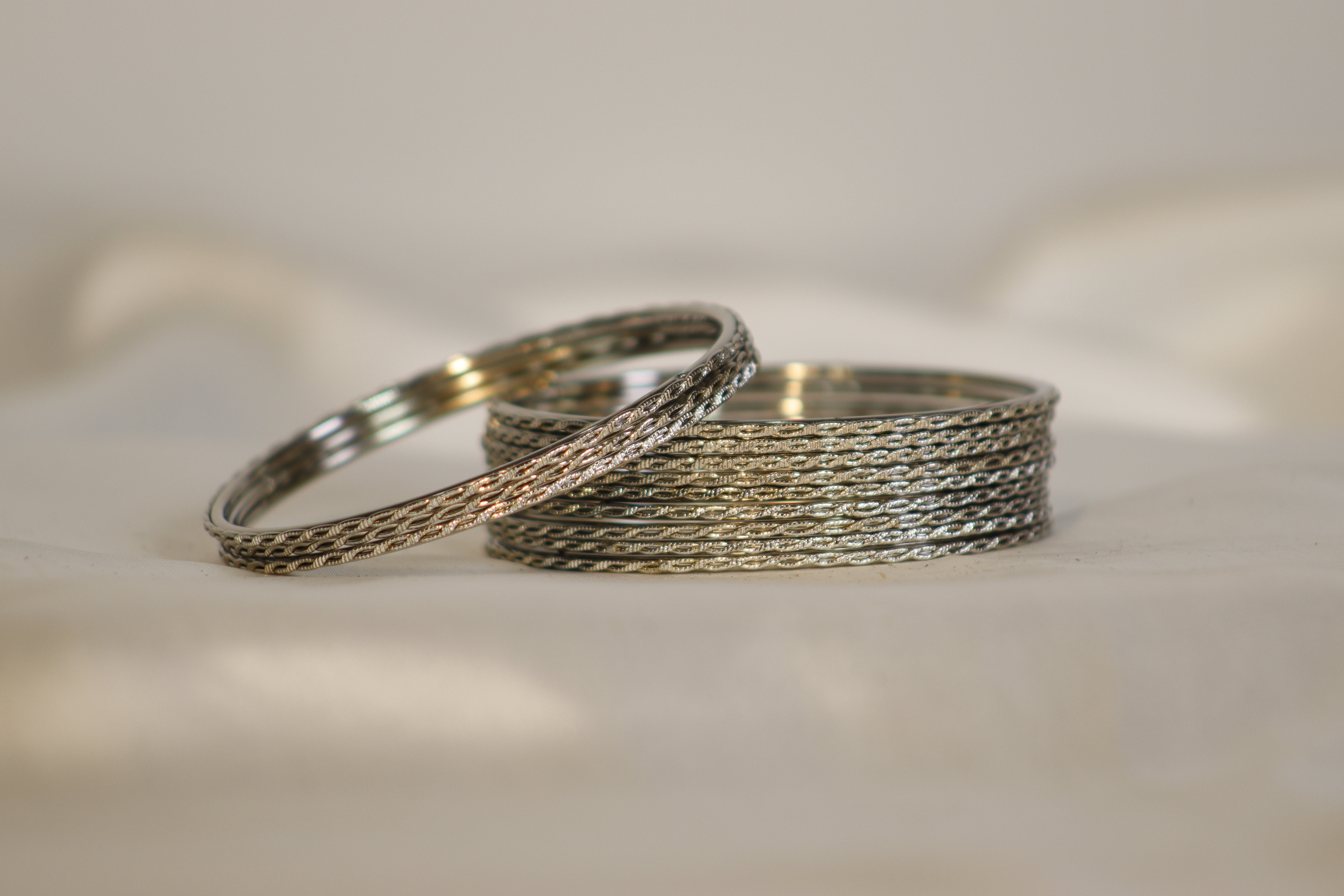 Simple Classic Curly Design Metal Bangles – Set of 12 | 1950/Dozen | Available in 2 Colours