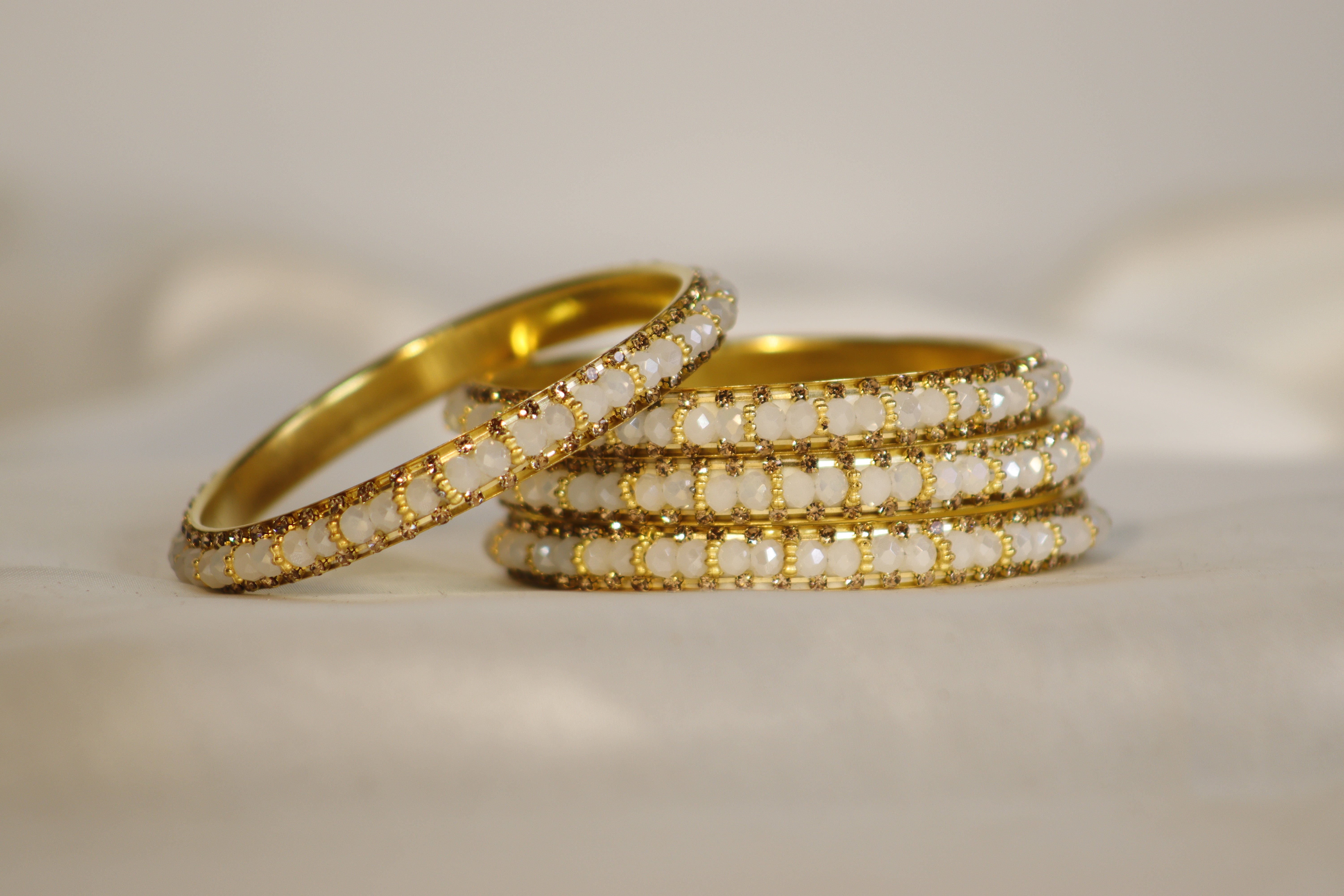 Kundan Kara Bangles – Set of 4 (Multiple Colours)