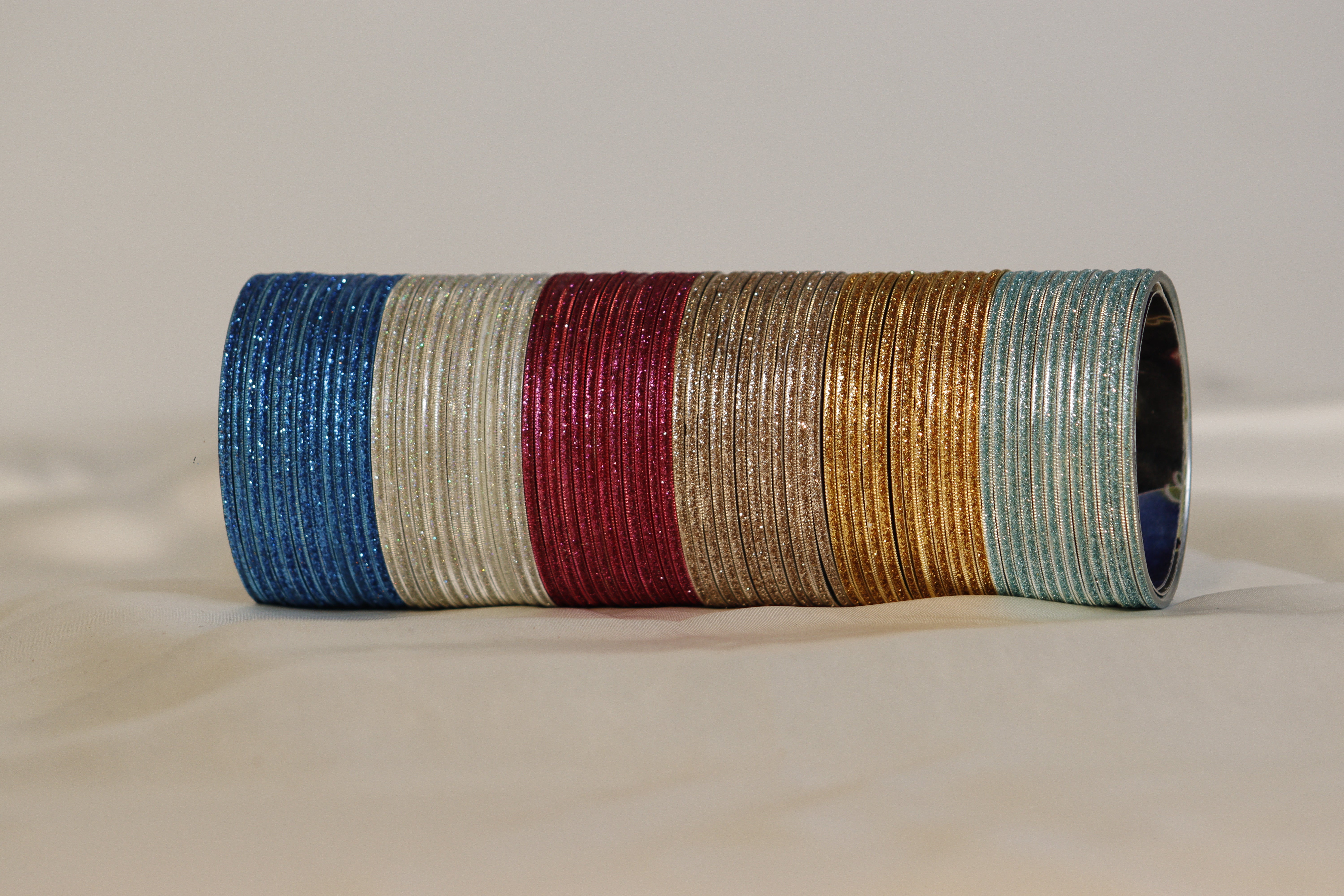 Glitter Metal Bangles – Set of 12 | Rs. 300/Dozen | Multi-Colour Shine Collection