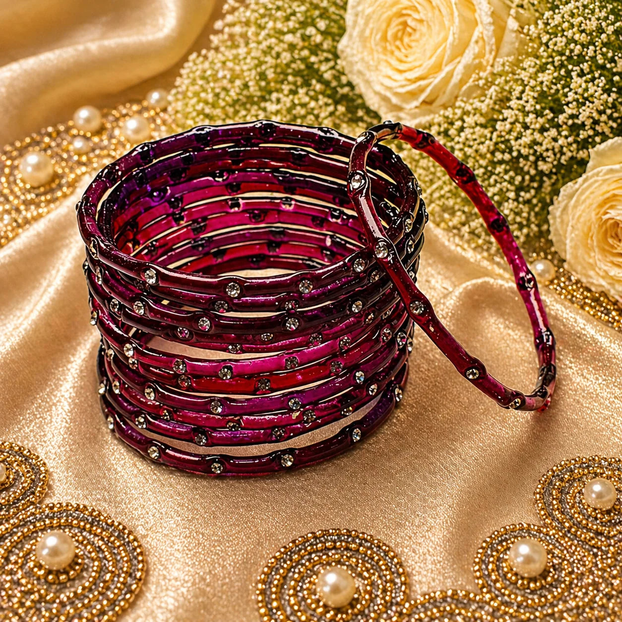 Stone Jalebi Glass Bangles – 12 Jelly Bangles Set for Women | Fancy Bridal &amp; Party Wear | Multi Color Stone Bangles Pakistan
