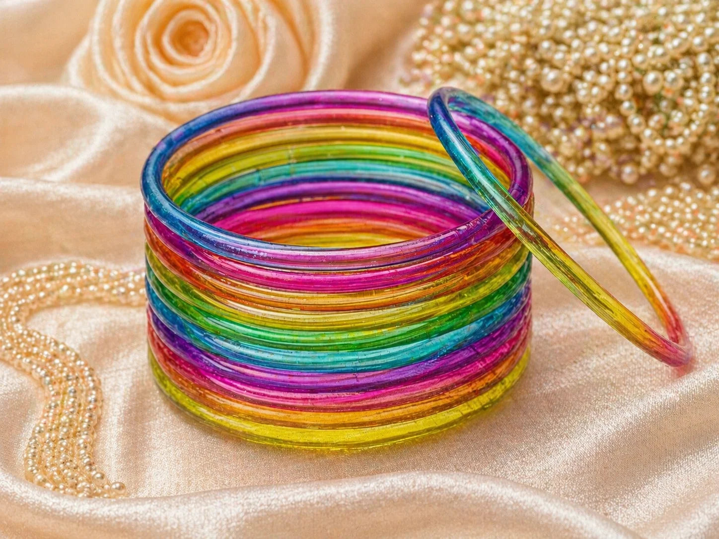 Jelly Glass Bangles Plain – 12 Bangles Set | All Colors Available | Lightweight Everyday Wear Bangles Set