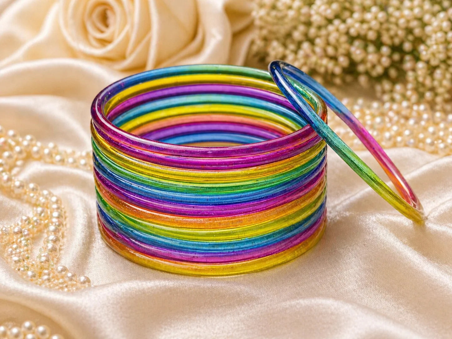 Jelly Glass Bangles Plain – 12 Bangles Set | All Colors Available | Lightweight Everyday Wear Bangles Set