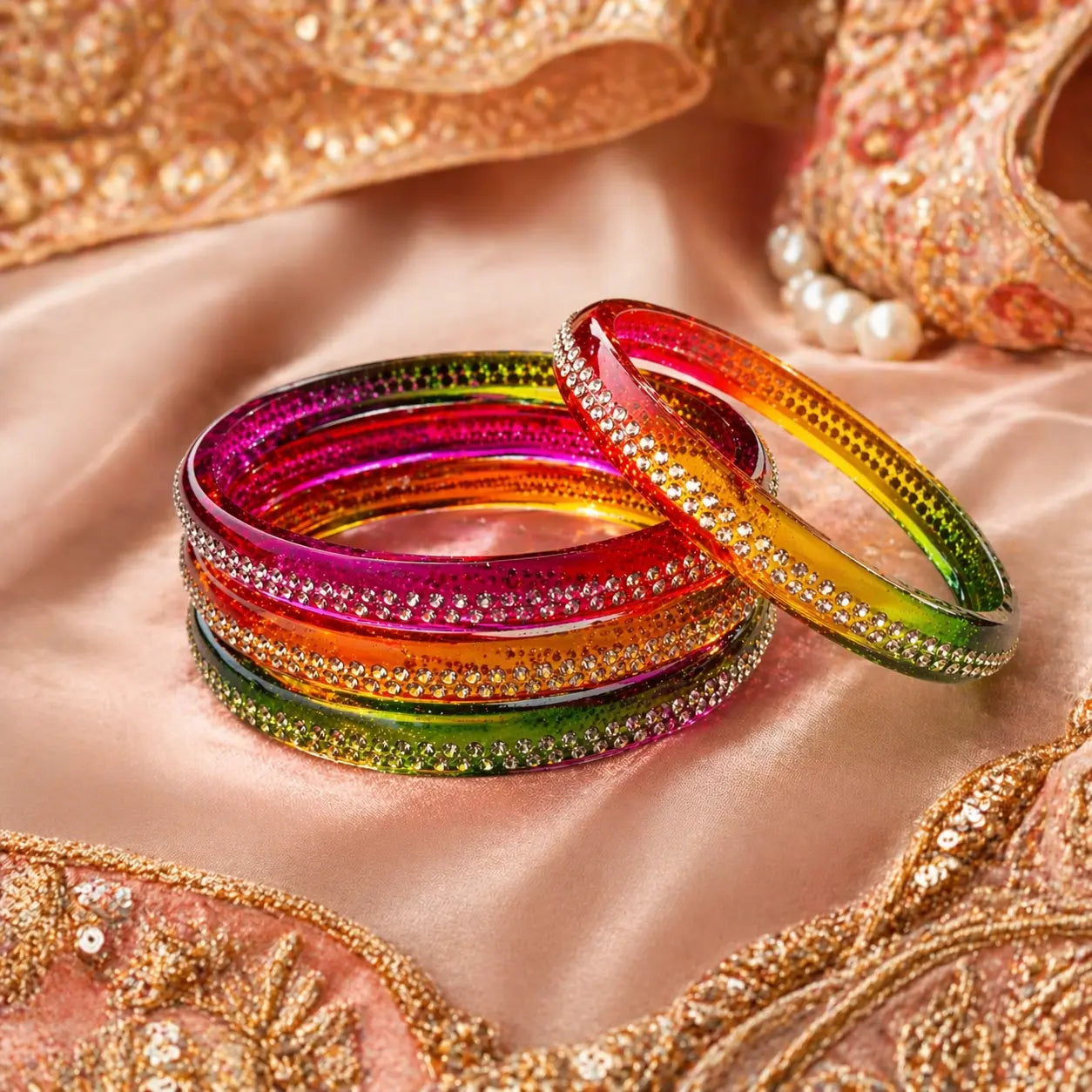 Jelly with Stone Bangles for Women – Fancy Crystal Bangles Set