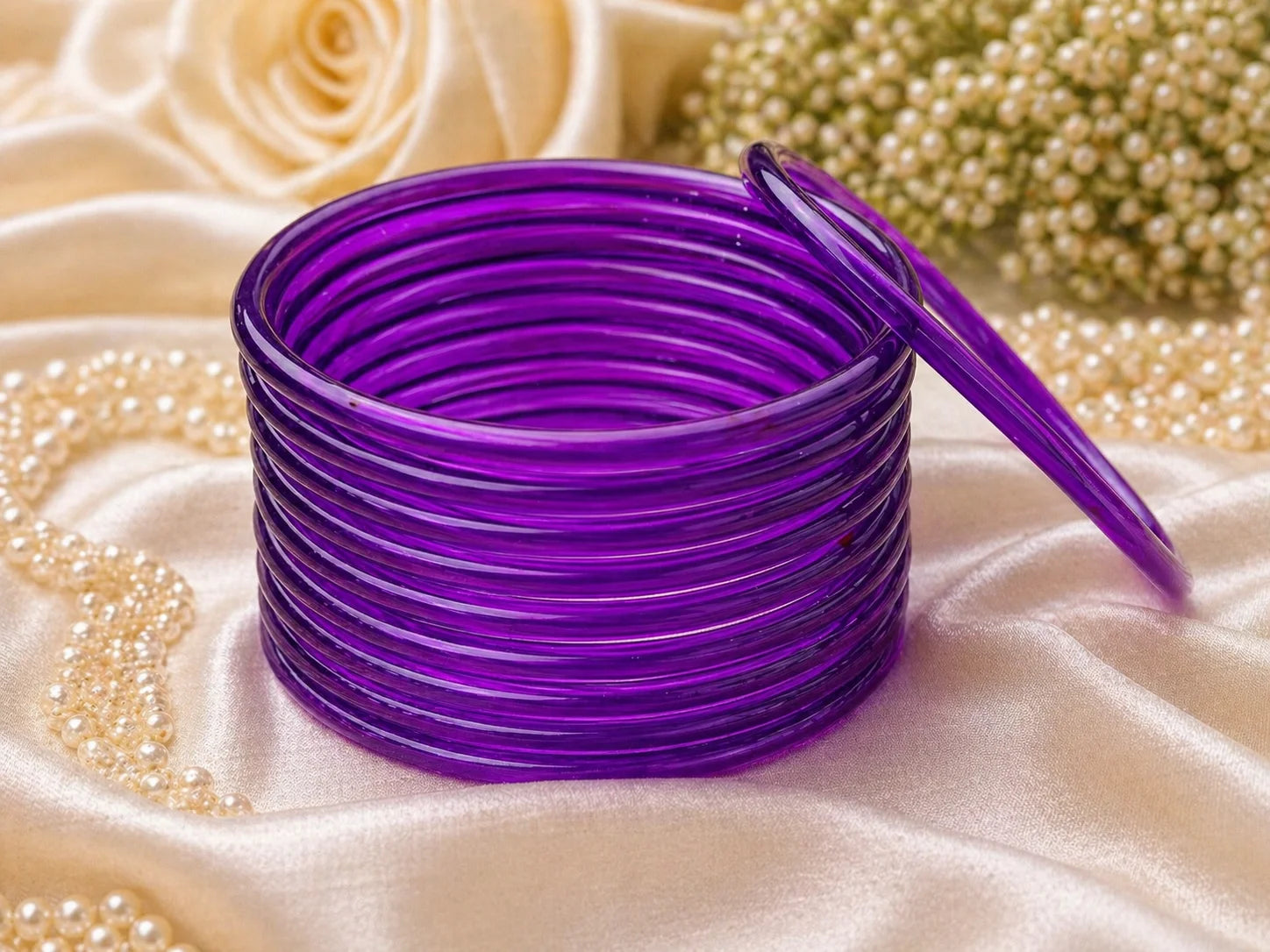 Jelly Glass Bangles Plain – 12 Bangles Set | All Colors Available | Lightweight Everyday Wear Bangles Set
