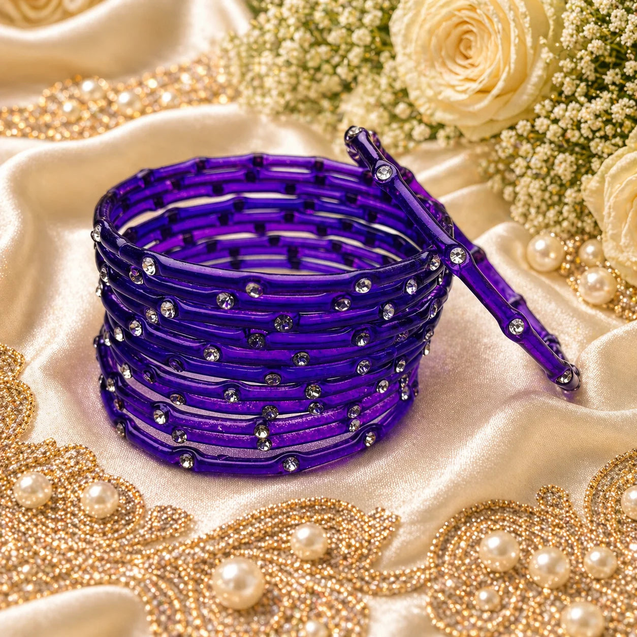 Stone Jalebi Glass Bangles – 12 Jelly Bangles Set for Women | Fancy Bridal &amp; Party Wear | Multi Color Stone Bangles Pakistan