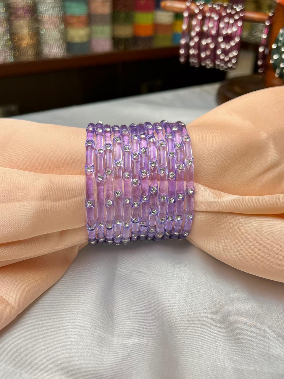 Elegant Glass Bangles with Beads – Premium Fancy Design | DC 350