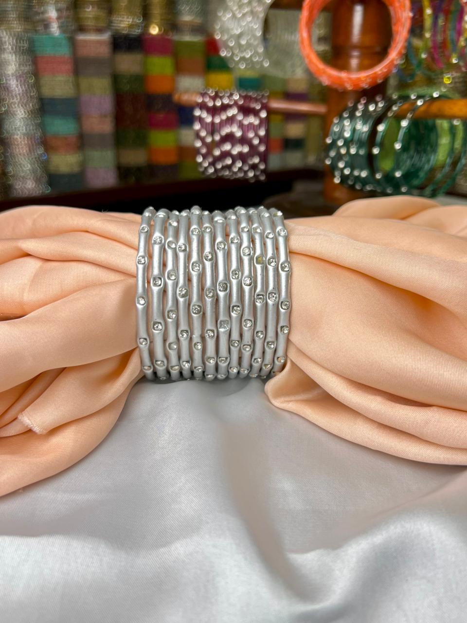 Elegant Glass Bangles with Beads – Premium Fancy Design | DC 350