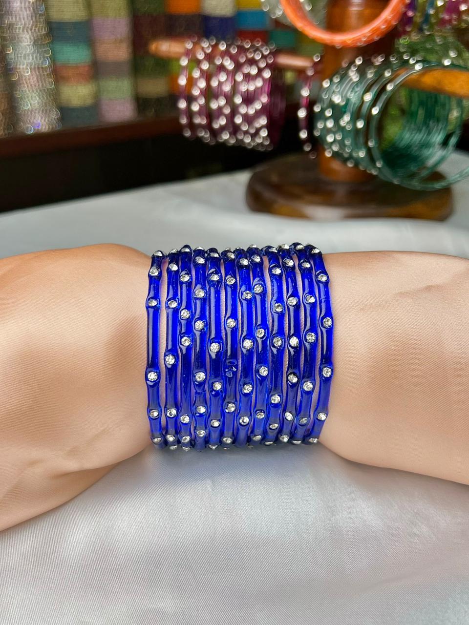 Elegant Glass Bangles with Beads – Premium Fancy Design | DC 350