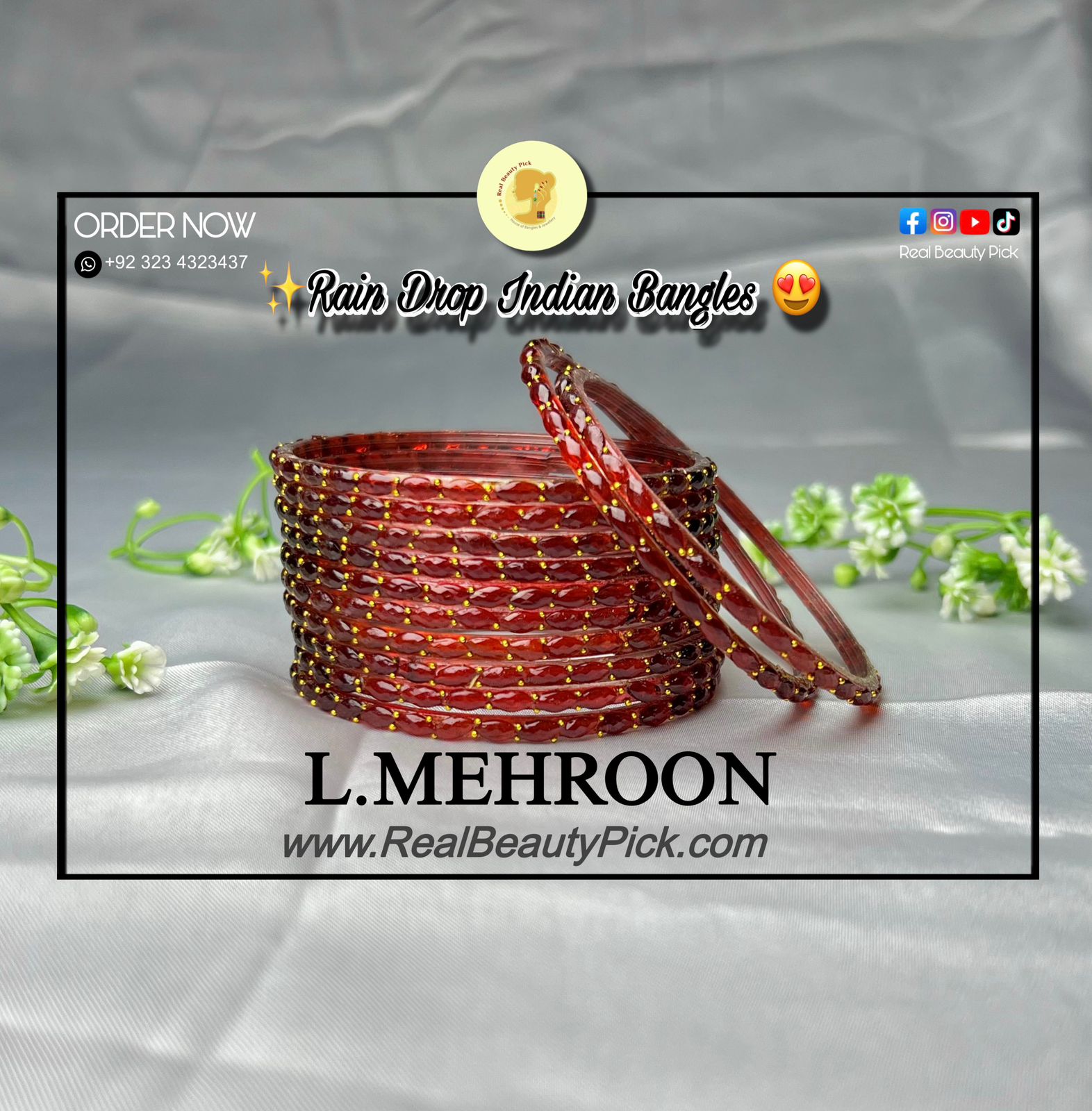 Rain Drop Indian Glass Bangles – Set of 12