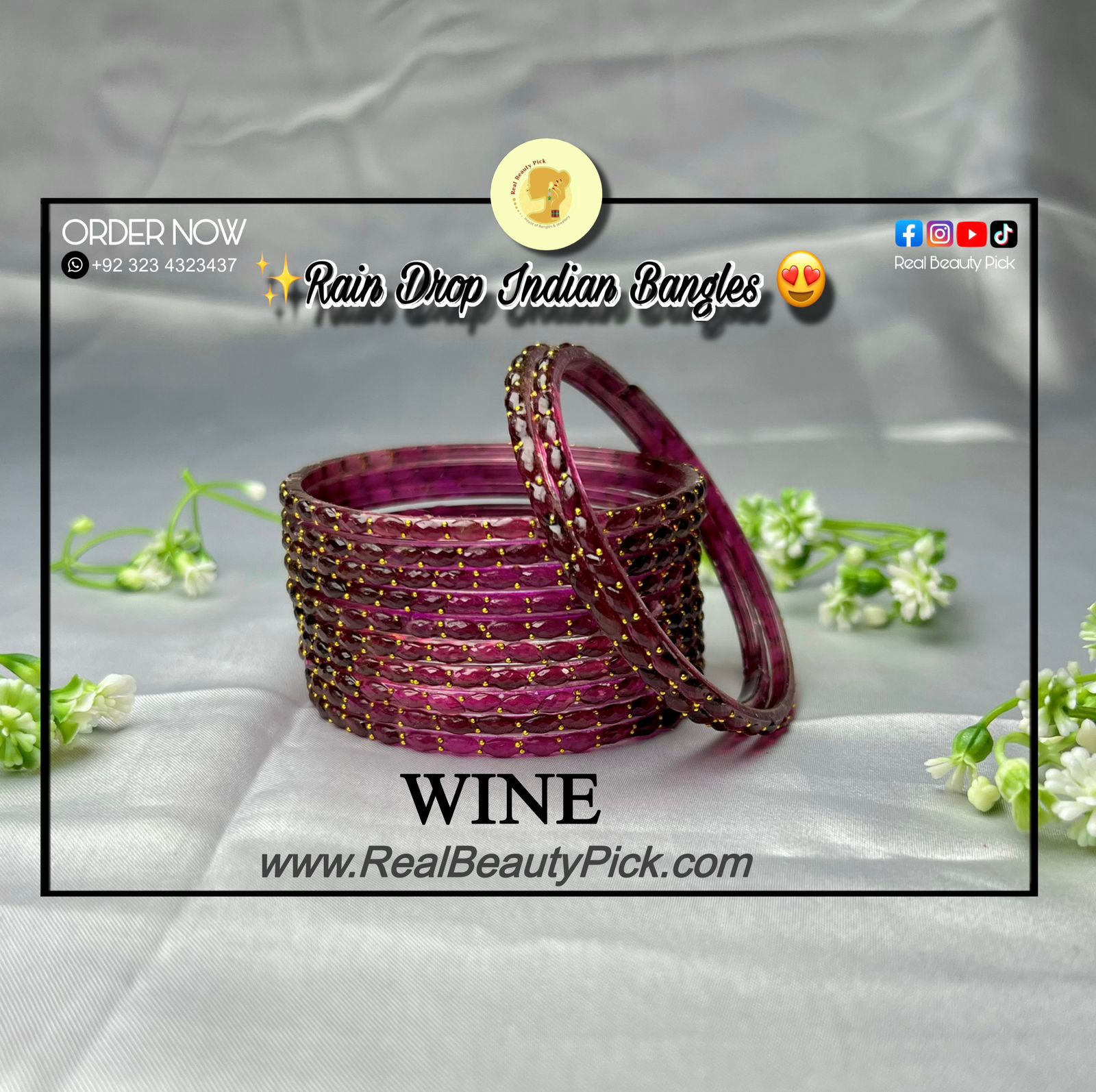 Rain Drop Indian Glass Bangles – Set of 12