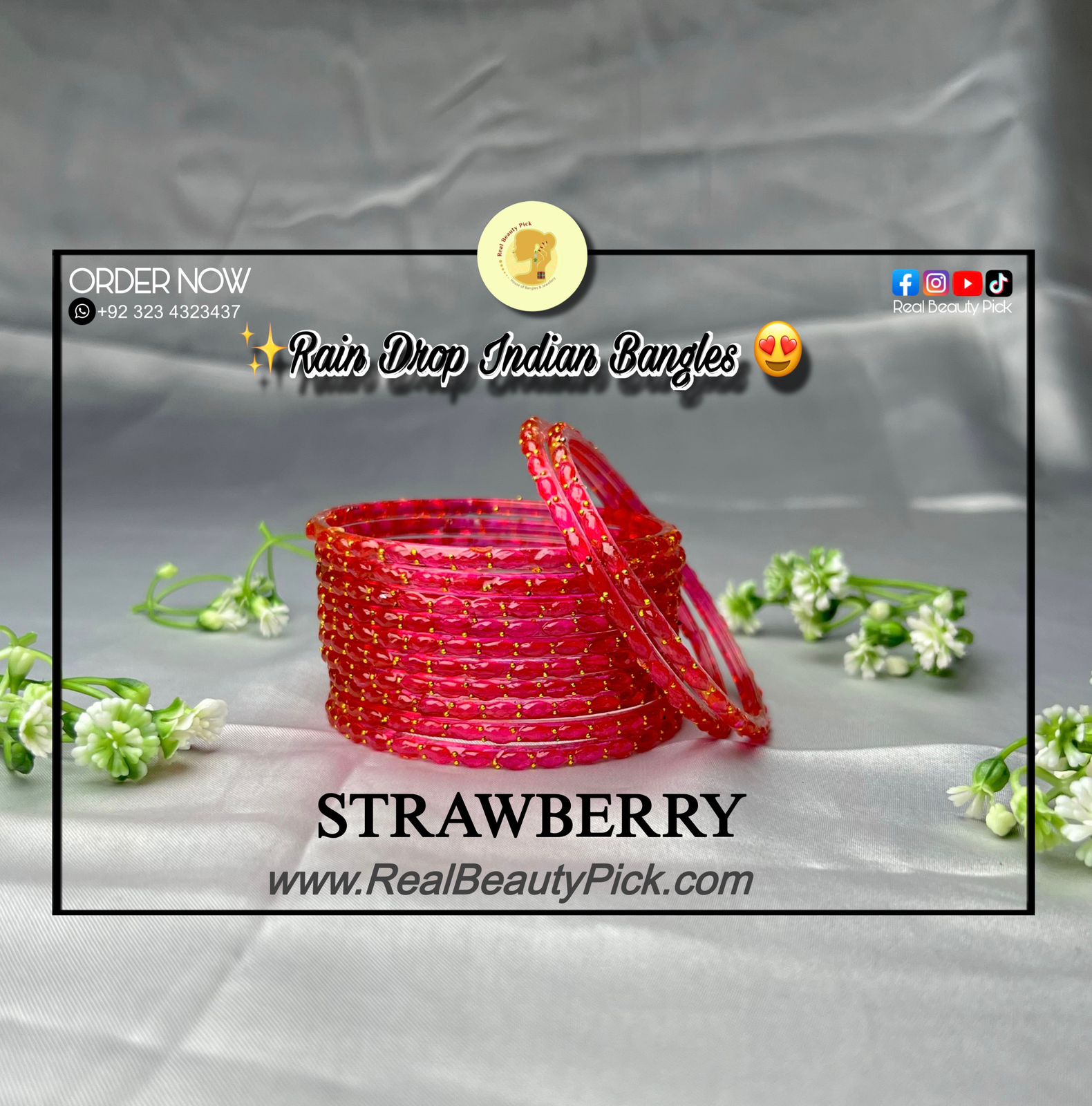 Rain Drop Indian Glass Bangles – Set of 12