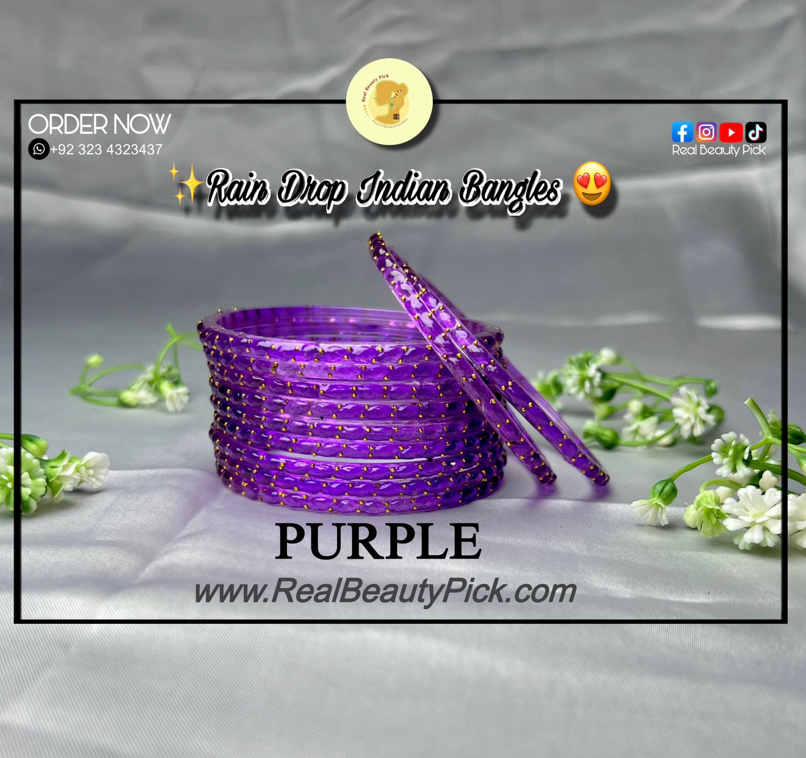 Rain Drop Indian Glass Bangles – Set of 12