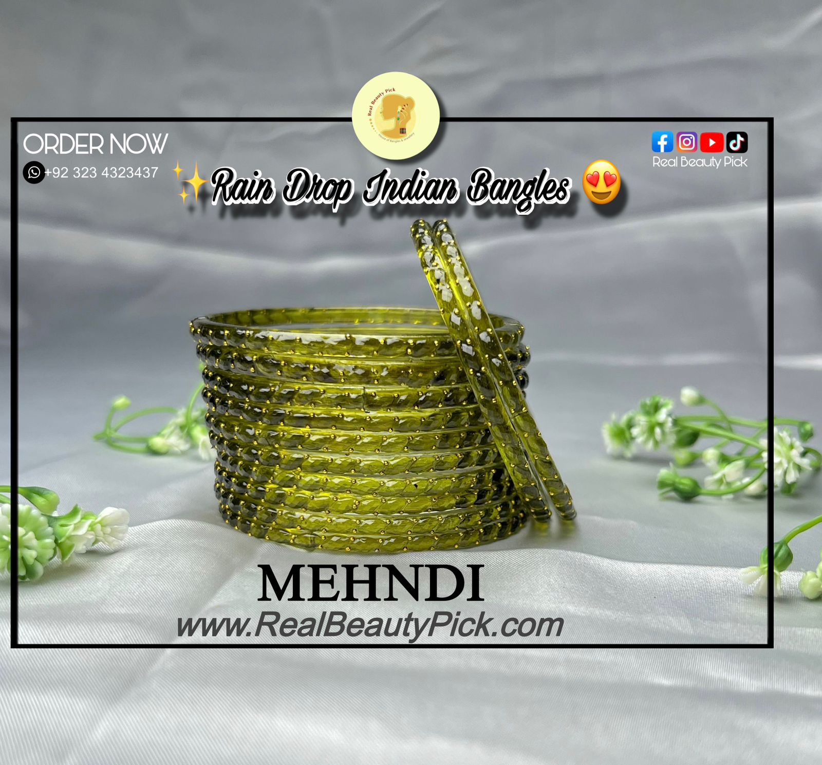 Rain Drop Indian Glass Bangles – Set of 12