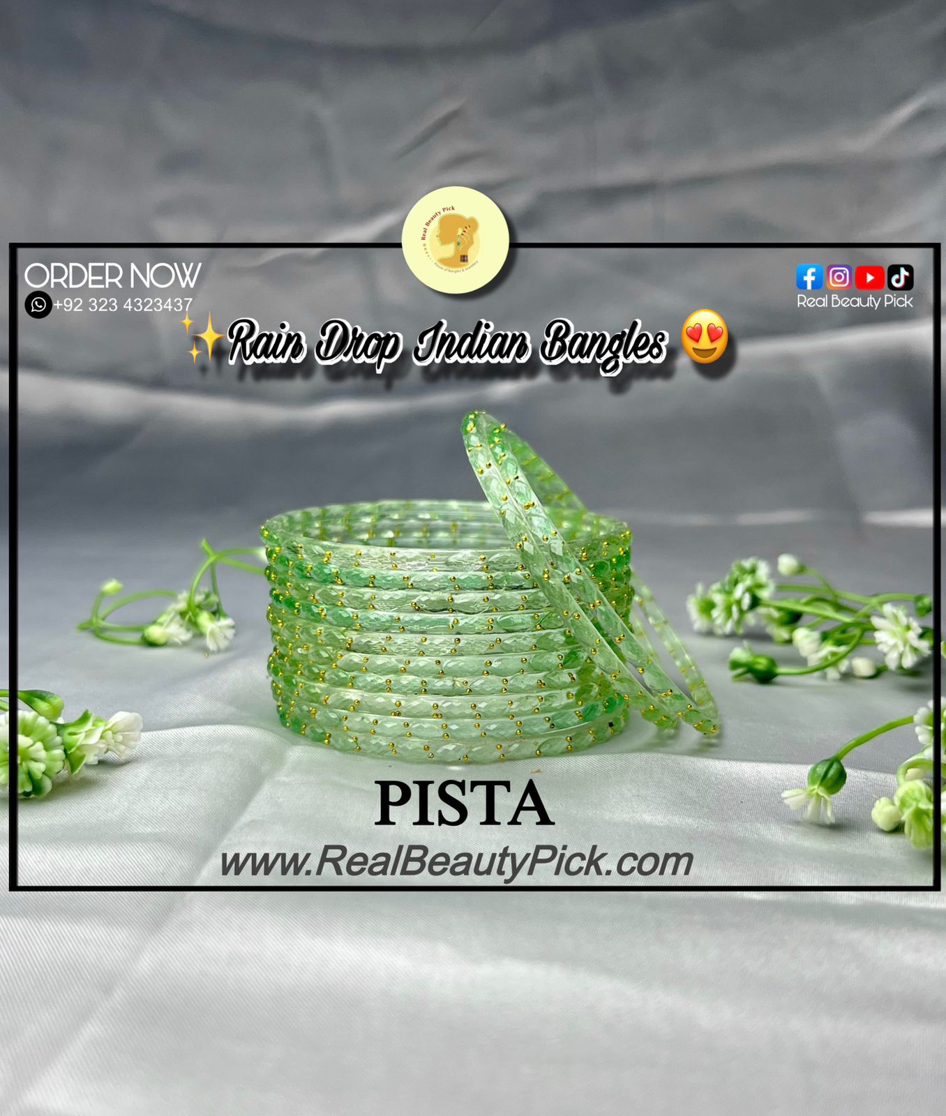 Rain Drop Indian Glass Bangles – Set of 12