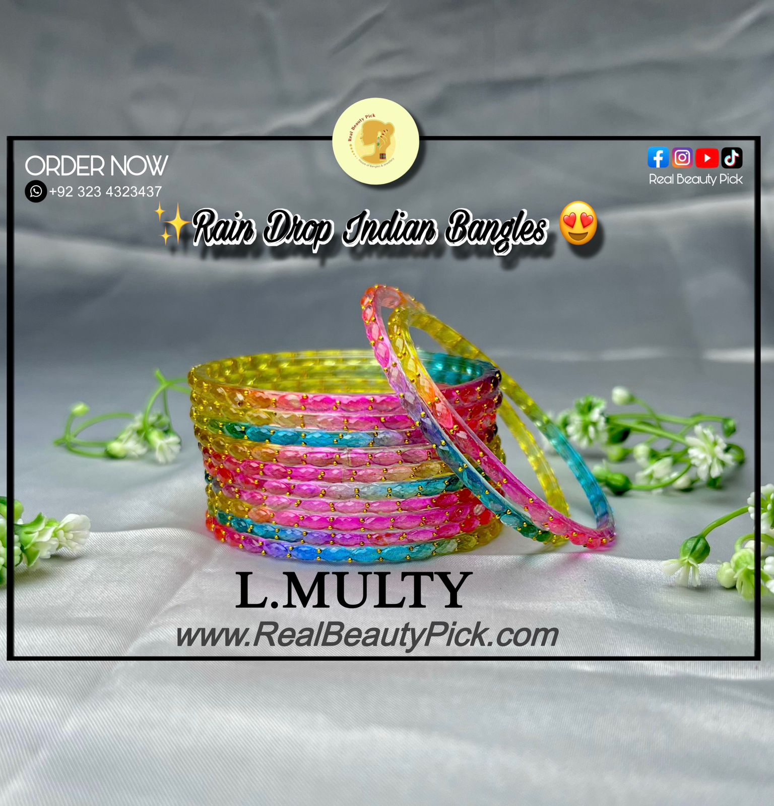 Rain Drop Indian Glass Bangles – Set of 12