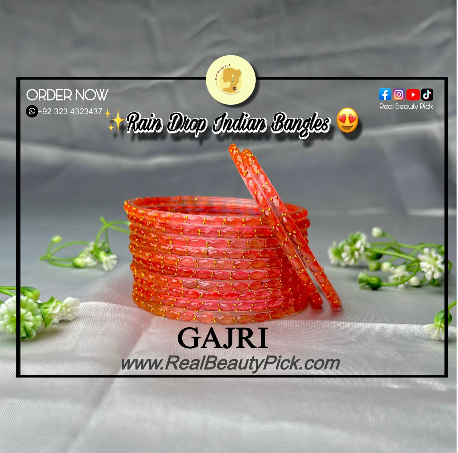 Rain Drop Indian Glass Bangles – Set of 12