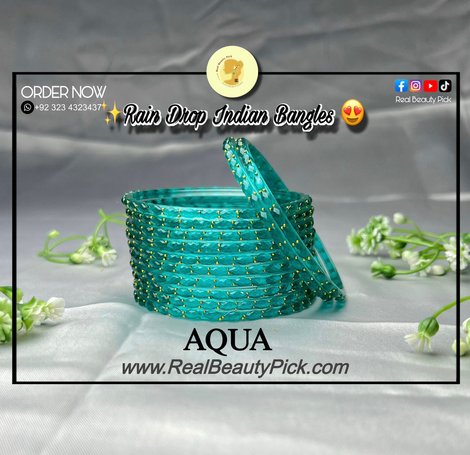 Rain Drop Indian Glass Bangles – Set of 12