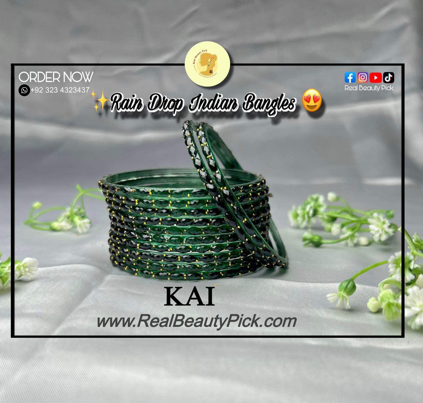 Rain Drop Indian Glass Bangles – Set of 12