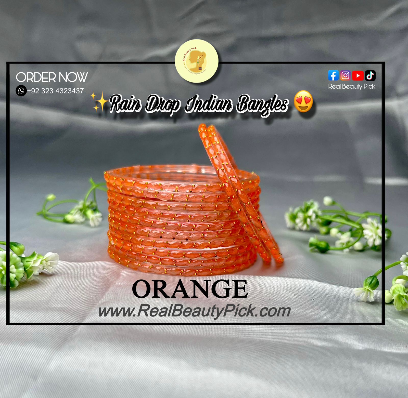 Rain Drop Indian Glass Bangles – Set of 12