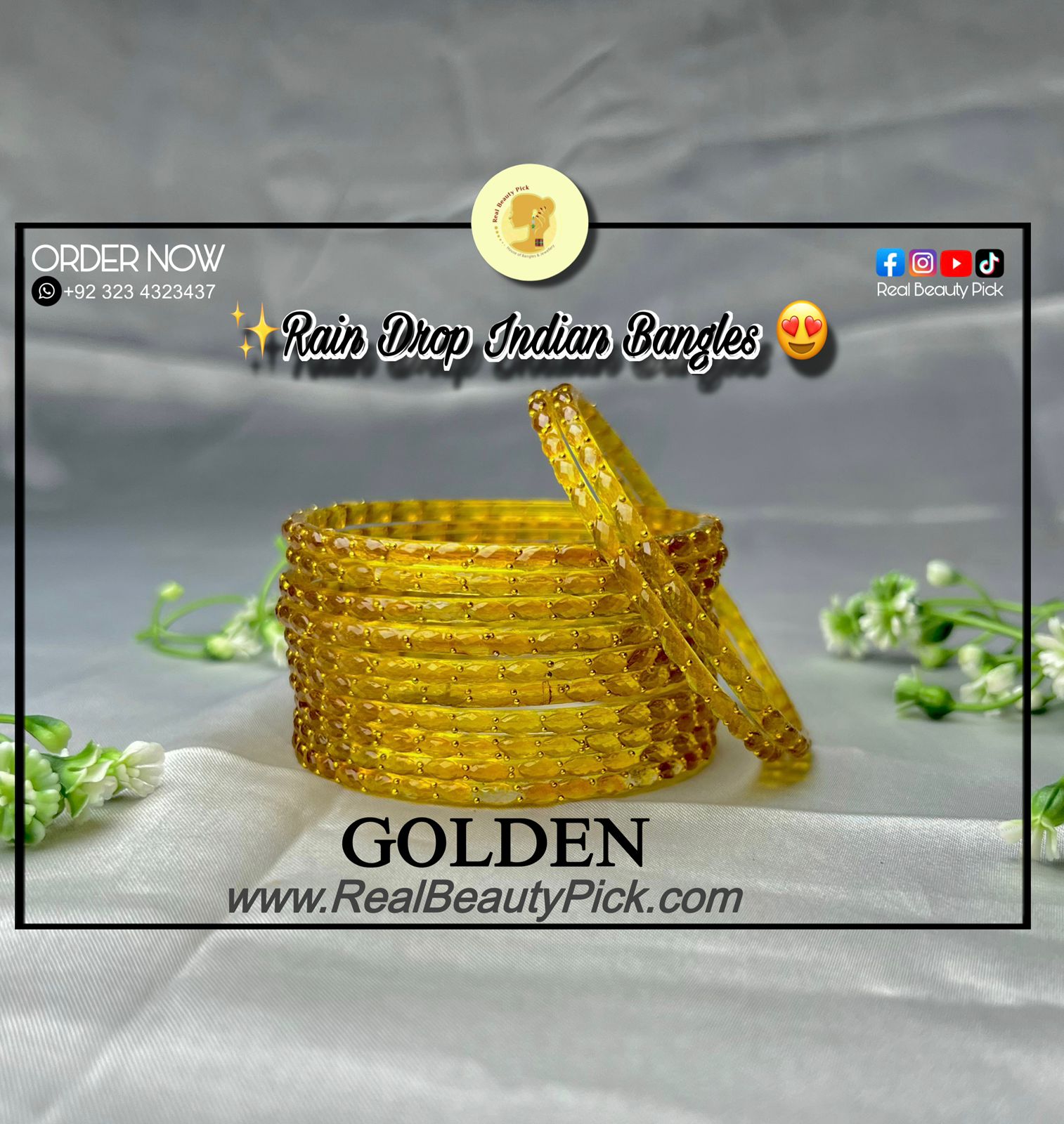 Rain Drop Indian Glass Bangles – Set of 12