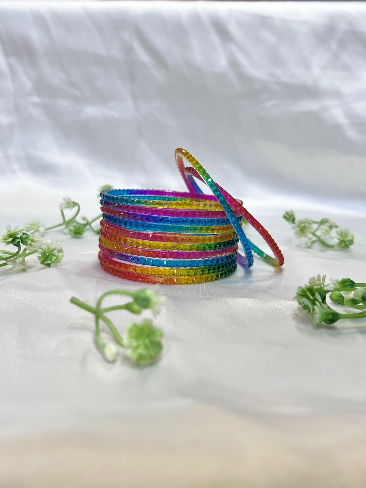 Awesome Design Pattern Glass Bangles – Elegant Set of 12