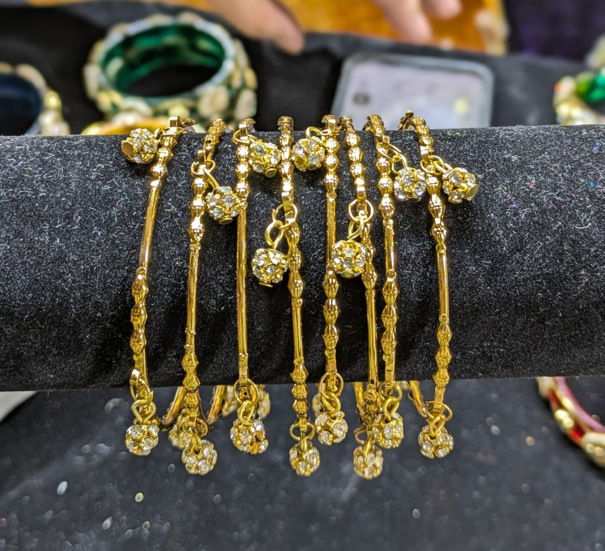 Golden Hanging Bangles – Elegant Set of 4