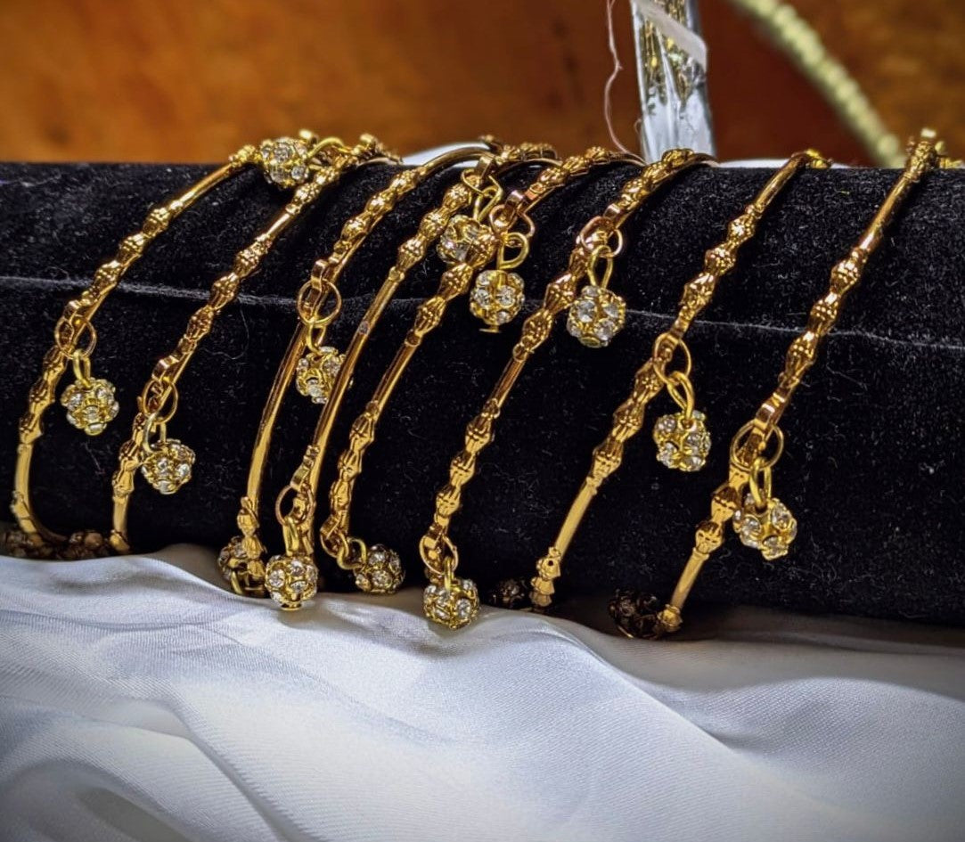 Golden Hanging Bangles – Elegant Set of 4