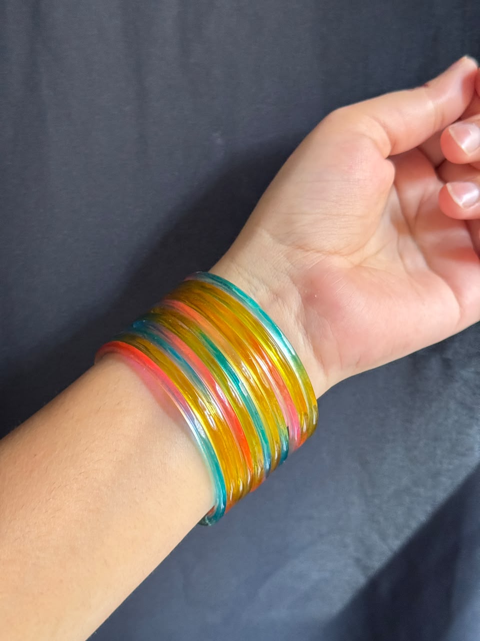 New Cut Desing Jelly Glass Bangles - Set of 12 | Lightweight Everyday Wear Bangles Set | Simple & Sleek Banlges