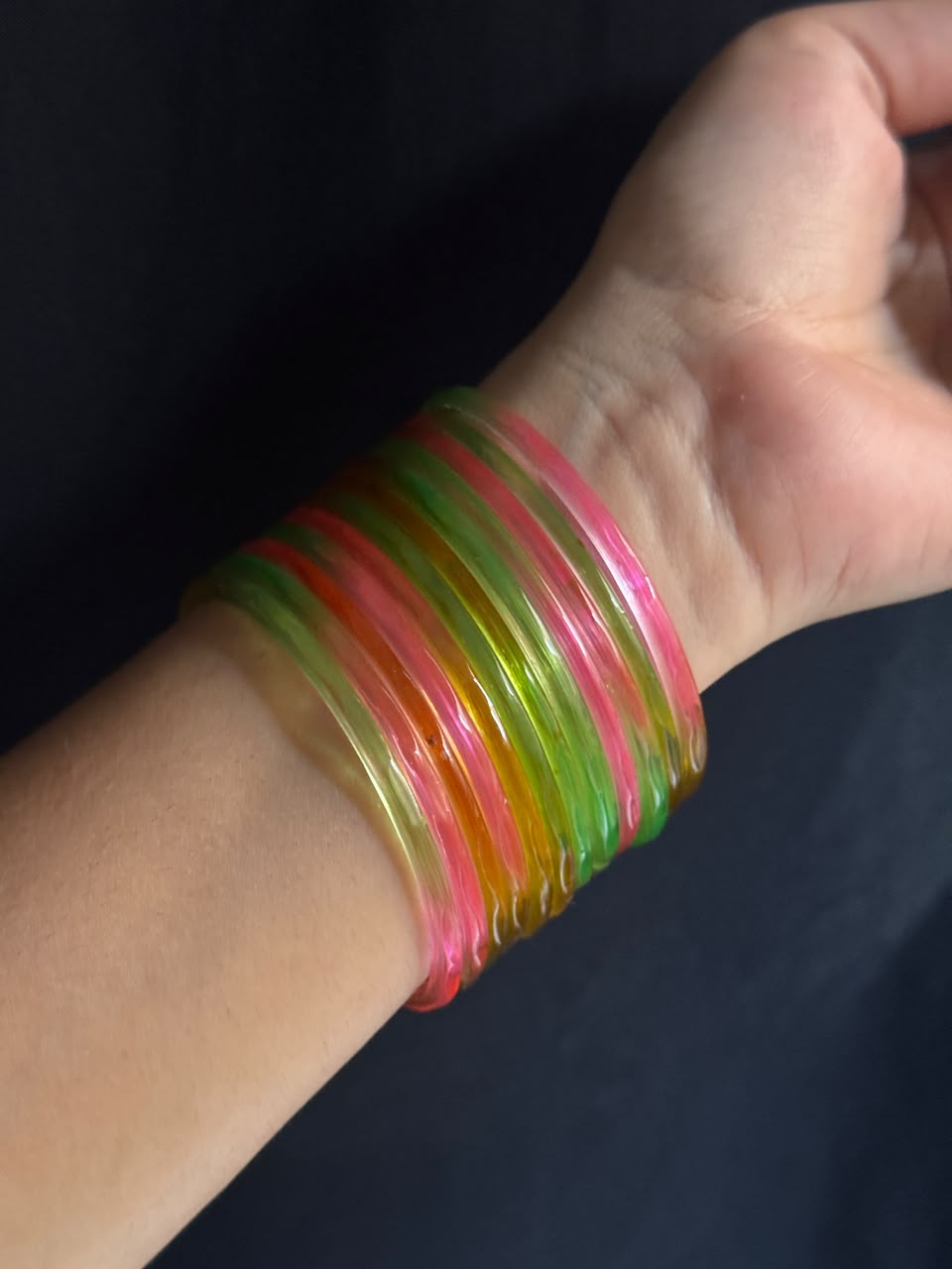 New Cut Desing Jelly Glass Bangles - Set of 12 | Lightweight Everyday Wear Bangles Set | Simple & Sleek Banlges